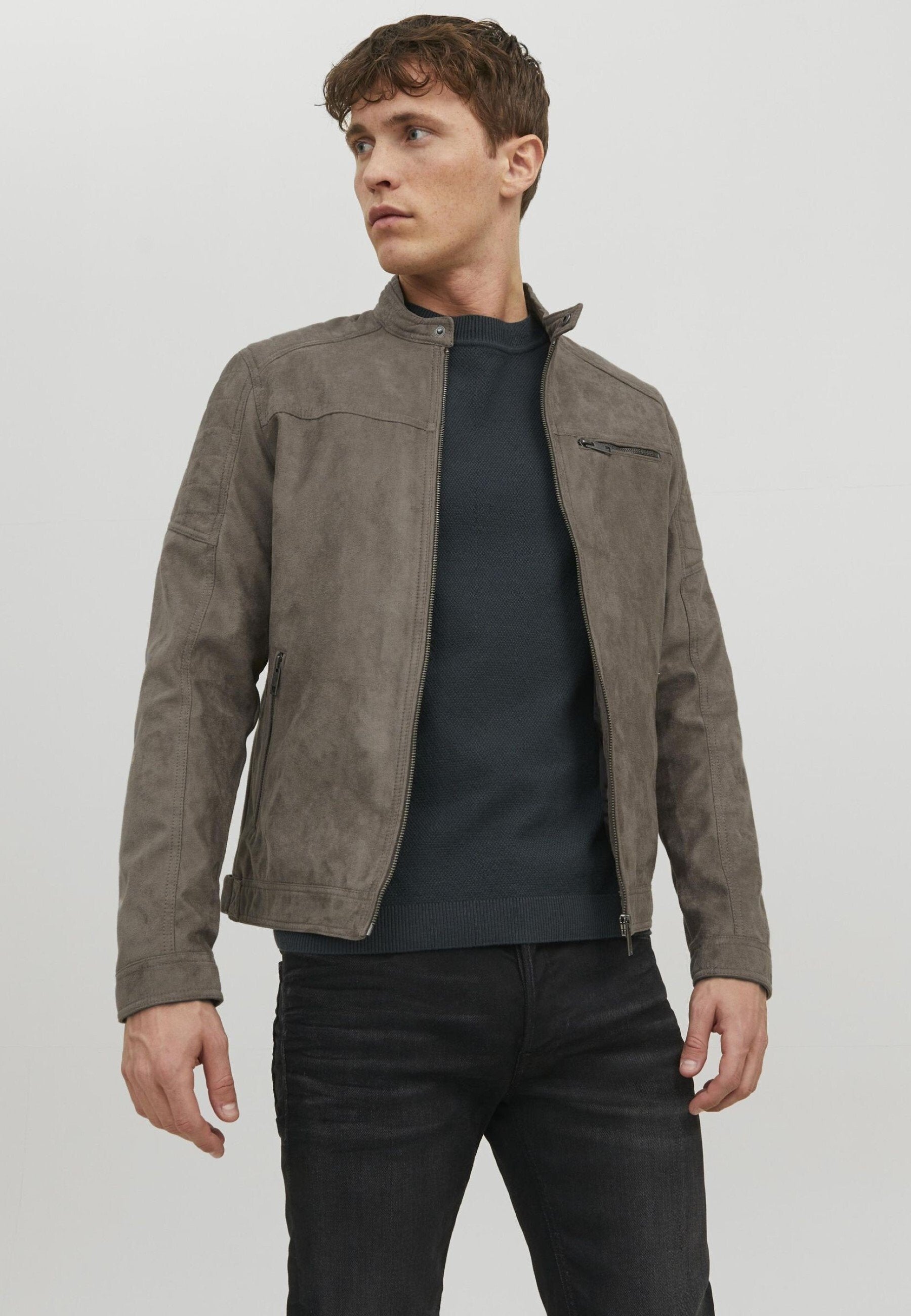 EROCKY BIKER COUPE CLASSIQUE - Blouson en similicuir - marron foncé