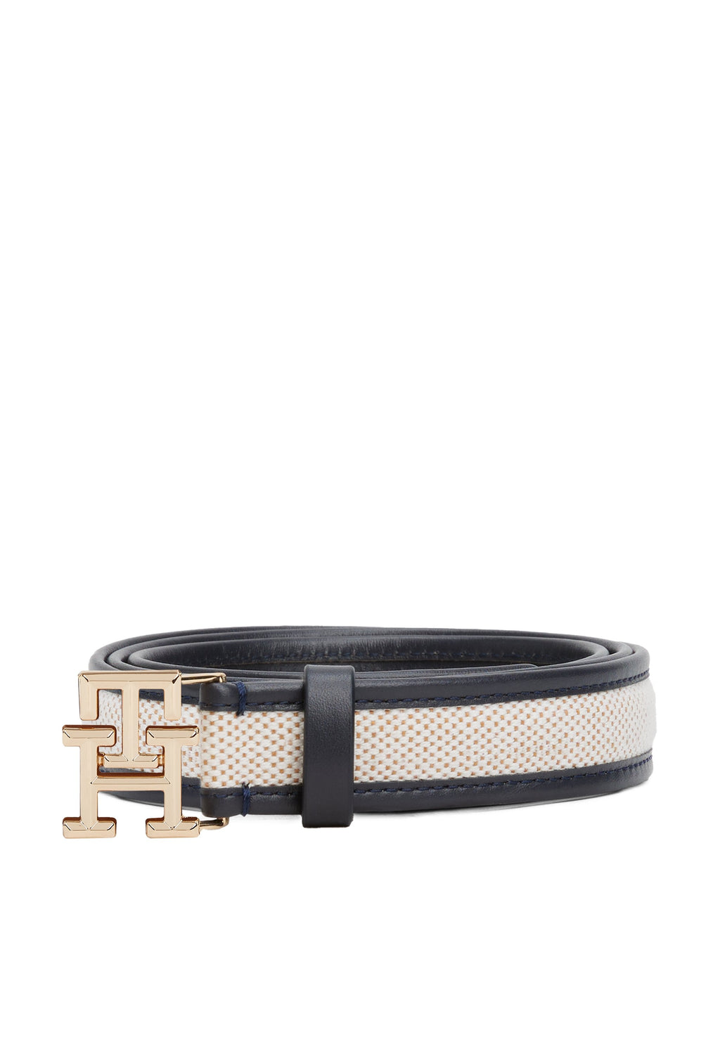 TH MONOGRAM CANVAS LEATHER BELT - Belt - blue