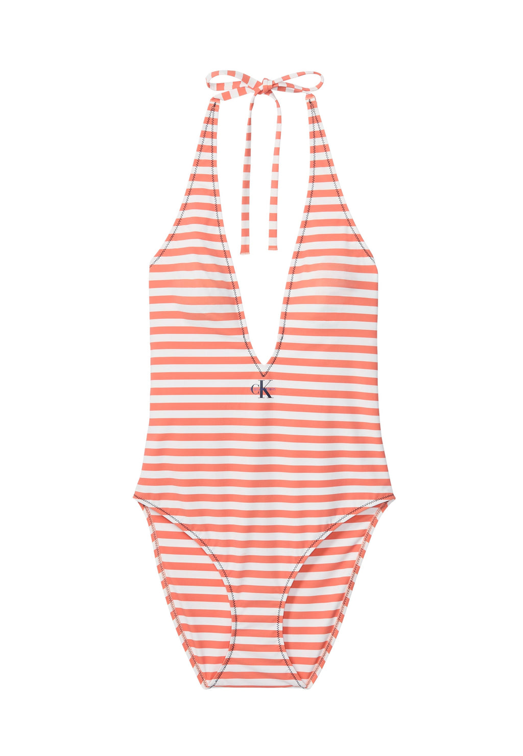 PLUNGE GRAPHIC MONOGRAM - Maillot de bain - orange/blanc