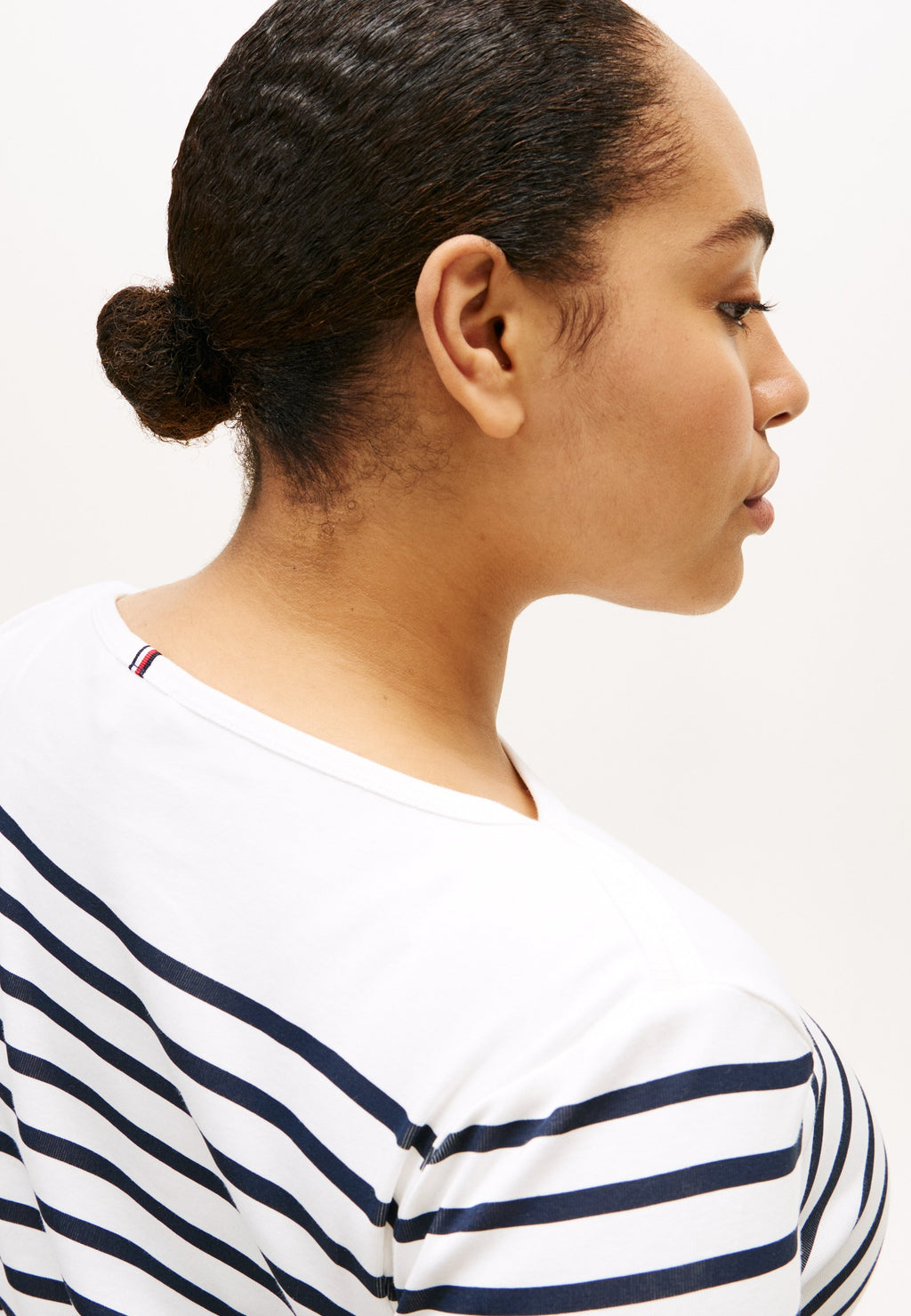 CURVE BOAT NECK THREE-QUARTER SLEEVE T-SHIRT - Long sleeved top - ecru / dark night navy stripe