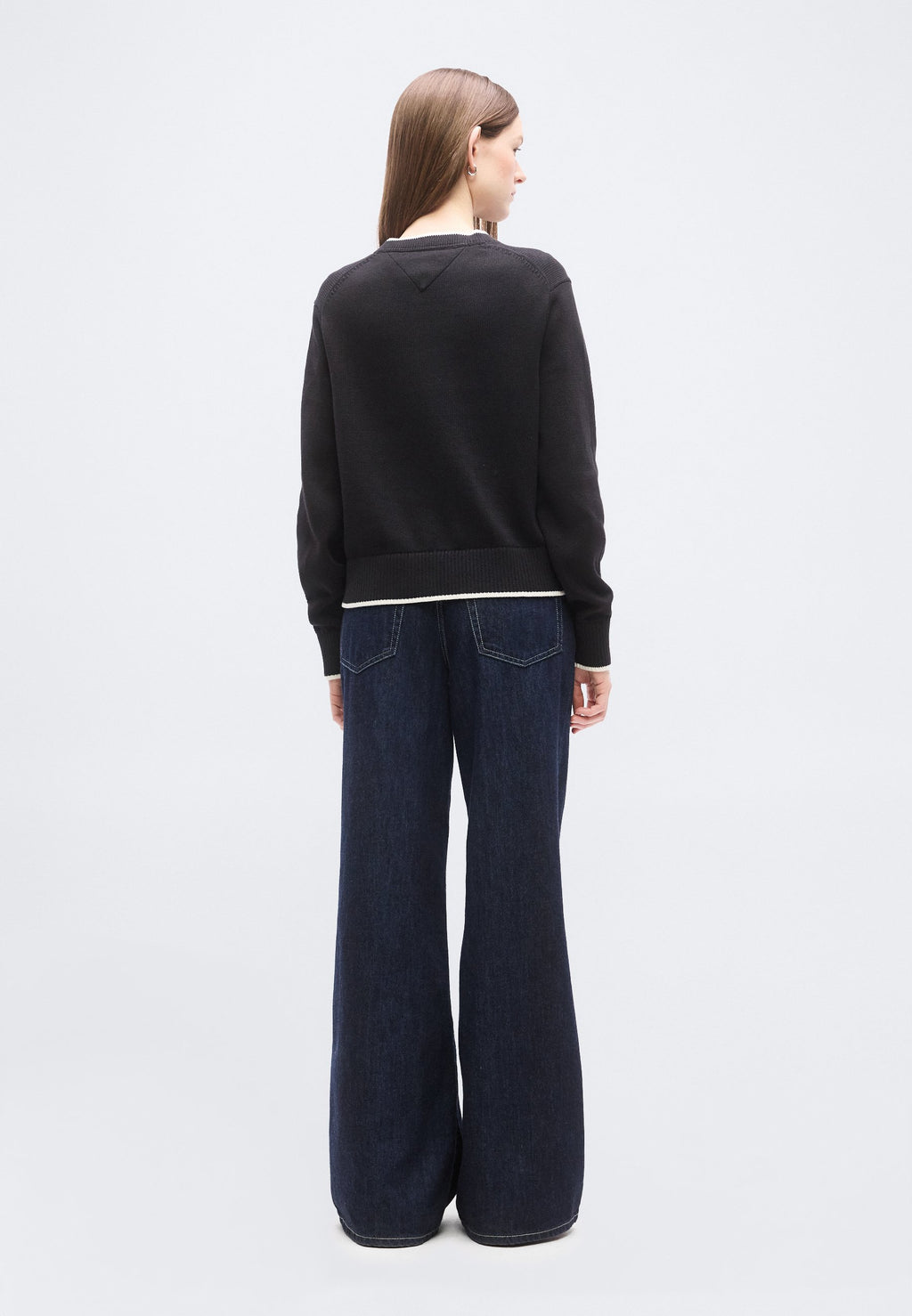 PULL DRAPEAU INTARSIA DÉTAILS CONTRATS COUPE DÉTENDUE - Pull - black