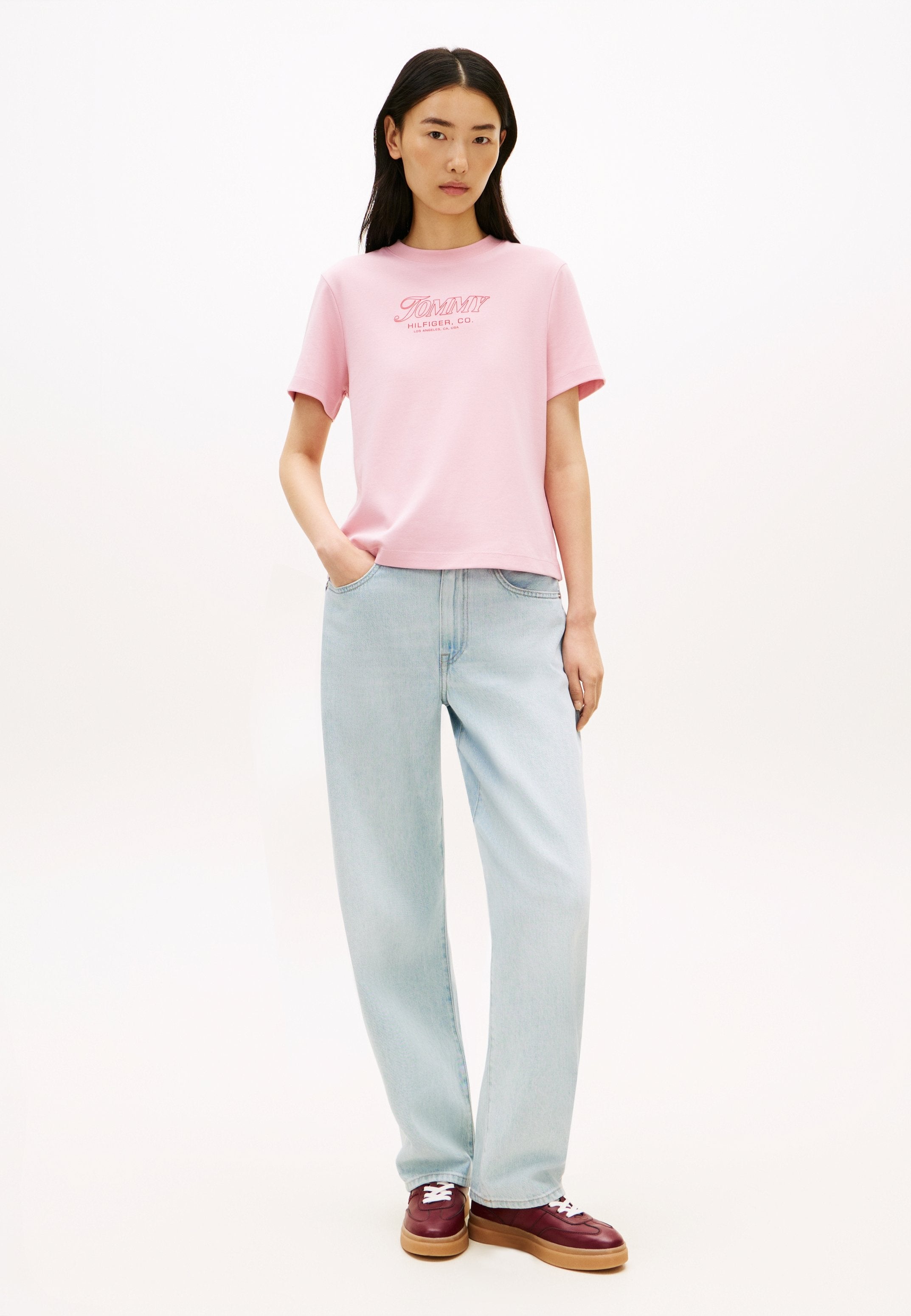 T-SHIRT EN MAILLE INTERLOCK AVEC LOGO - T-shirt imprimé - bonita pink