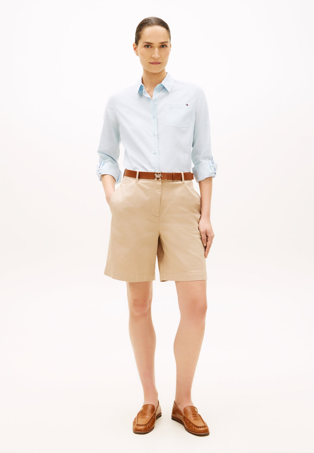 WASHED REGULAR CHINO SHORTS - Shorts - beige