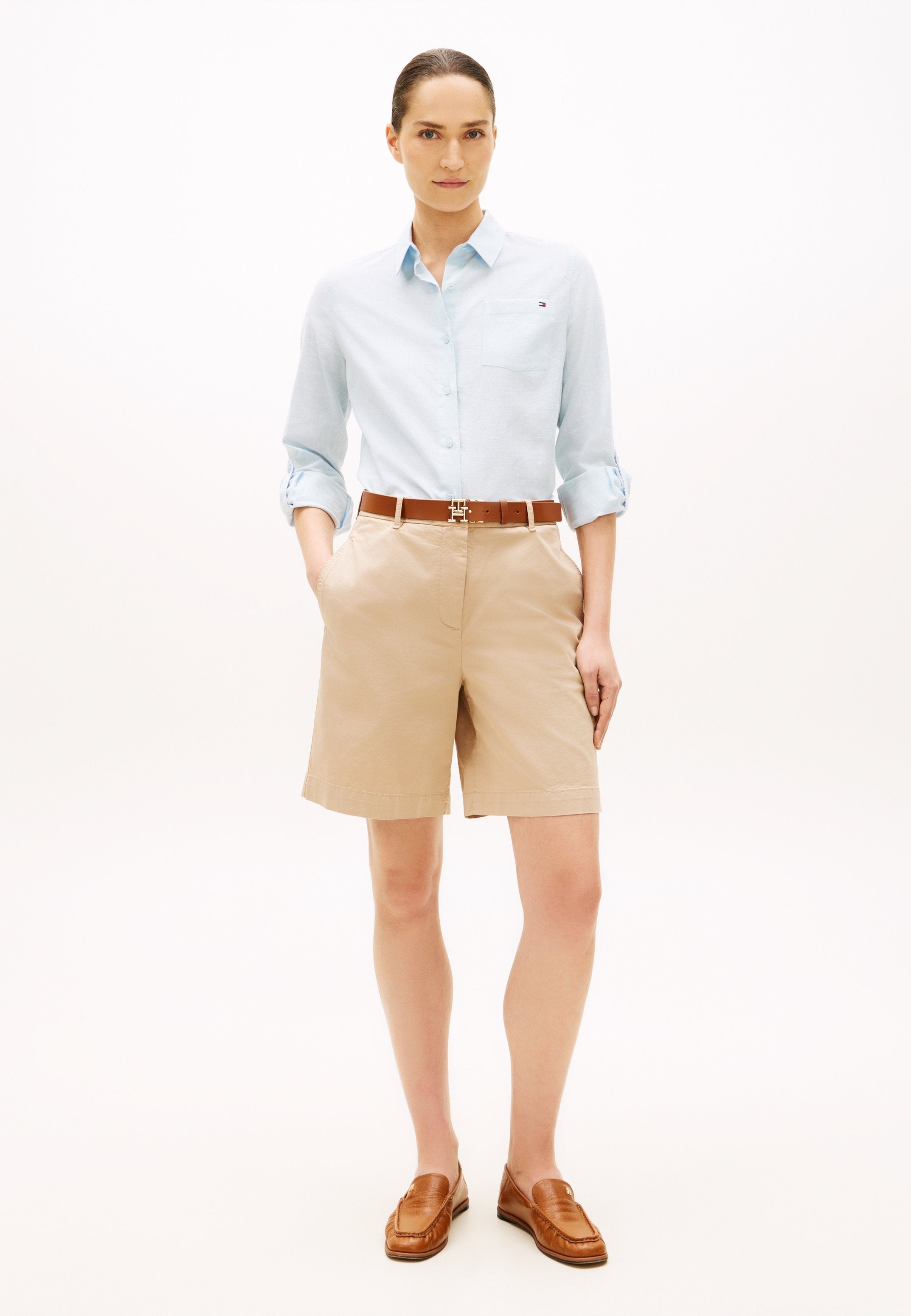 WASHED REGULAR CHINO SHORTS - Shorts - beige