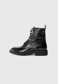 BOTTINES À LACETS EN CUIR FROISSÉ - Bottines classiques - noir