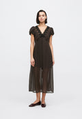 V NECK DRESS - Maxi dress - terra brown