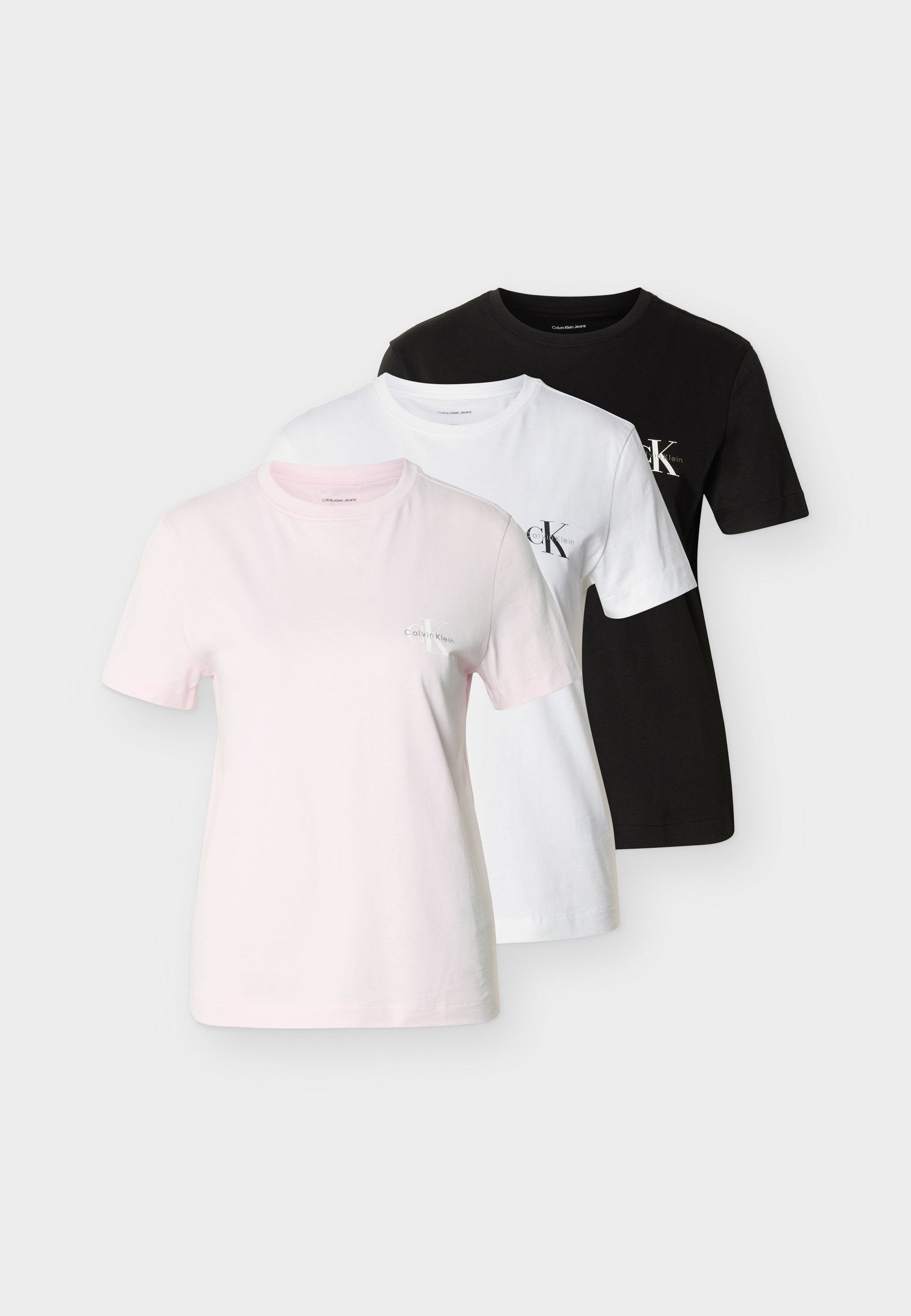 MONOLOGO TEE LOT DE 3 - T-shirt basique - noir/blanc éclatant/rose layette