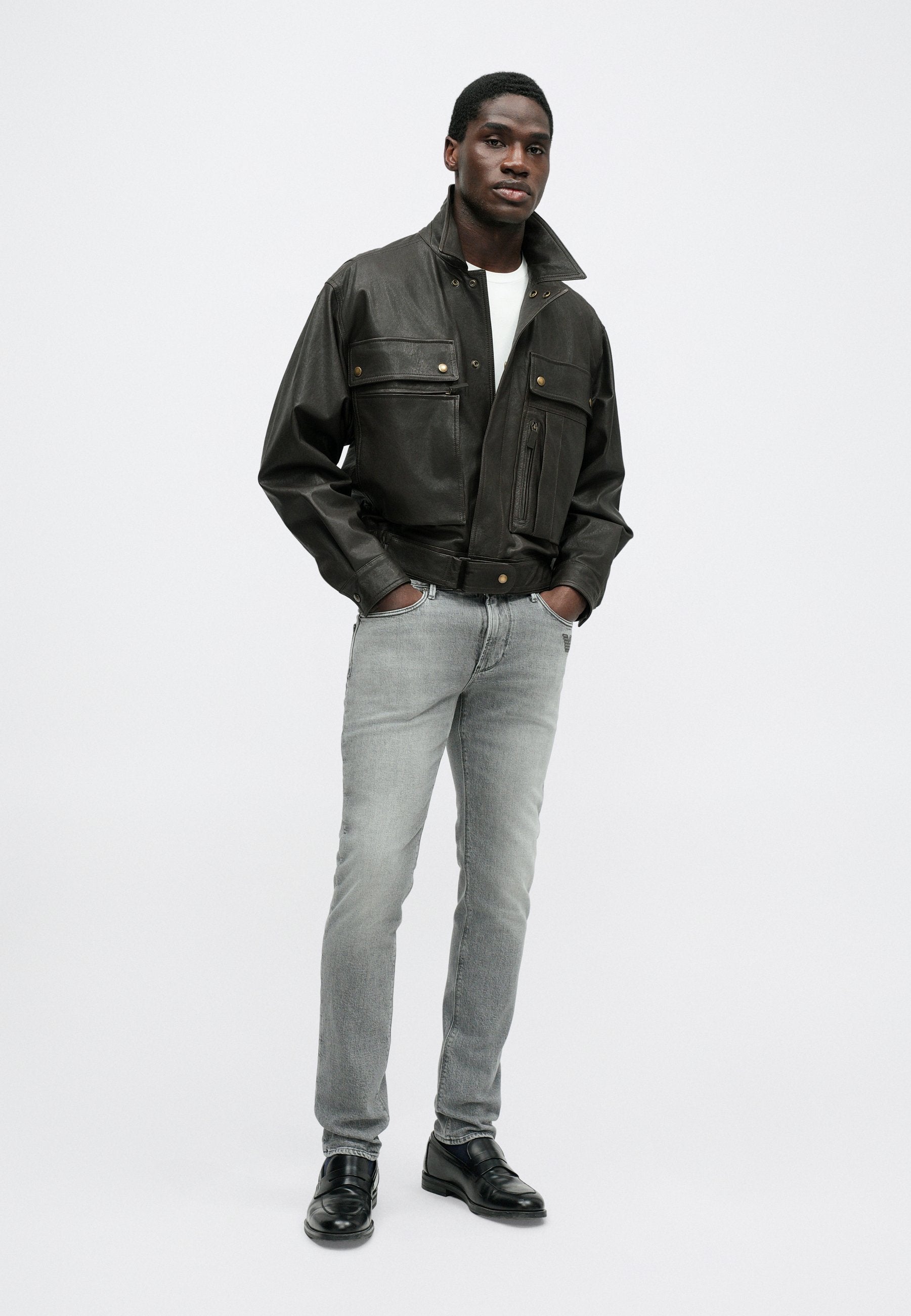 POCKETS PANT - Slim fit jeans - light grey denim