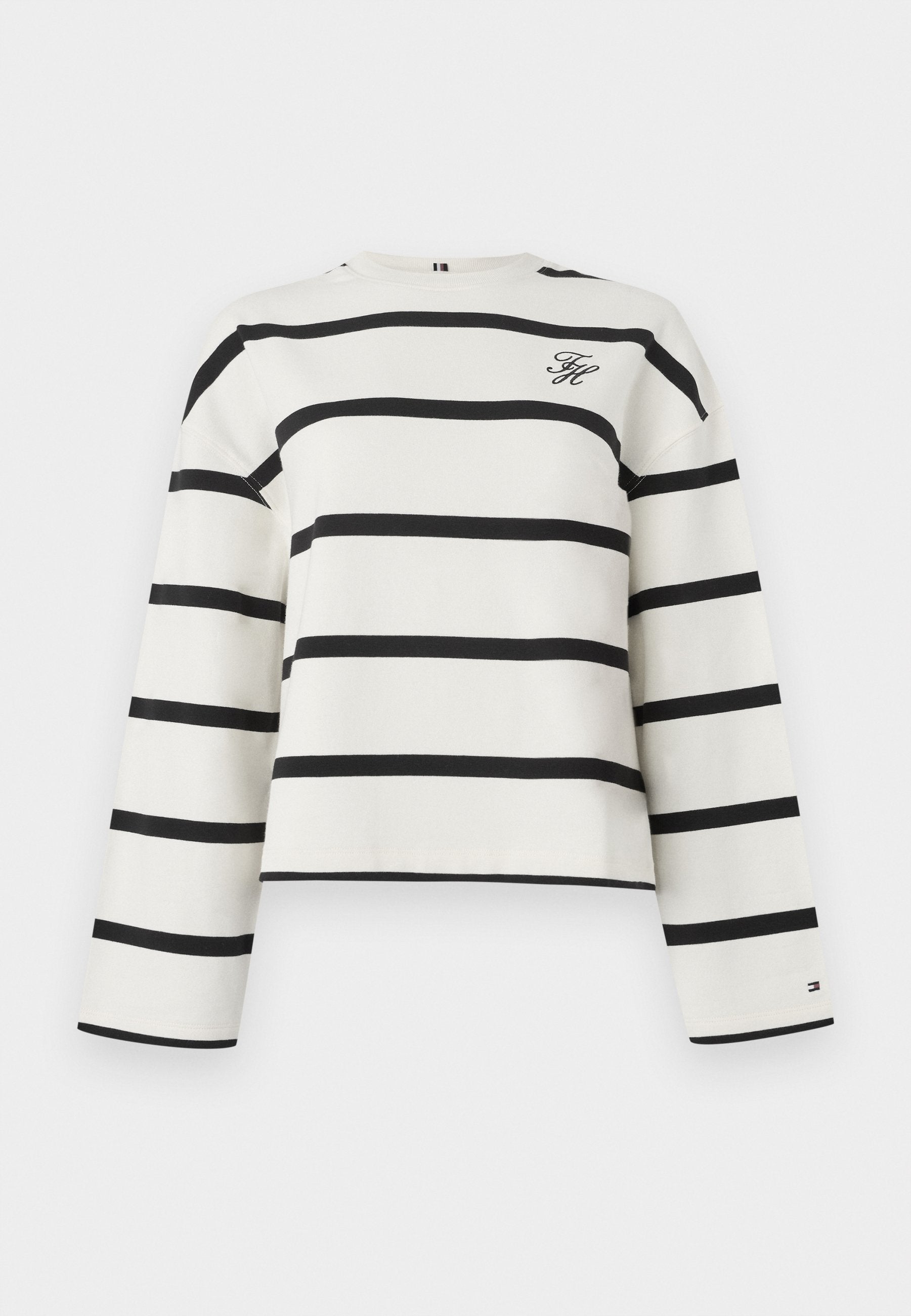 LOGOLU NAKIŞLI HAVLU KUMAŞ MÜRETTEBAT YAKA SWEATSHIRT - Sweatshirt - ham bez/siyah