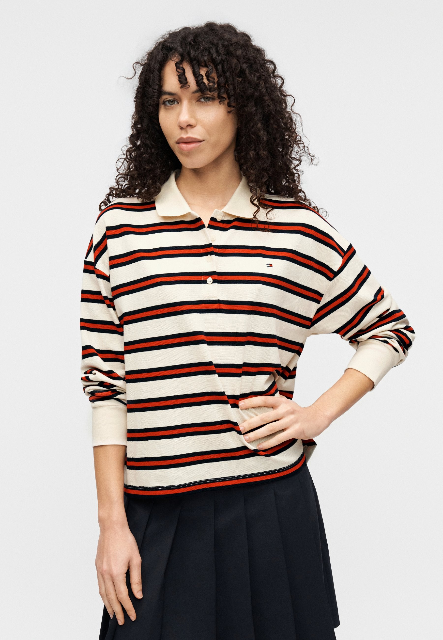 1985 RELAXED FIT STRIPE LONG SLEEVE POLO SHIRT - Long sleeved top - fireworks