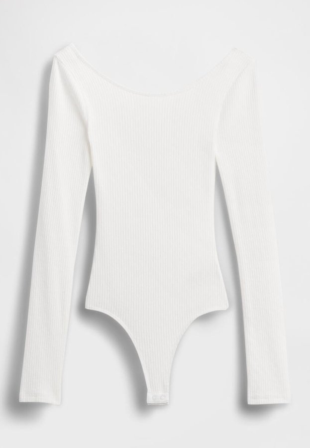 GAPSTUDIO POINTELLE BODYSUIT - Long sleeved top - white