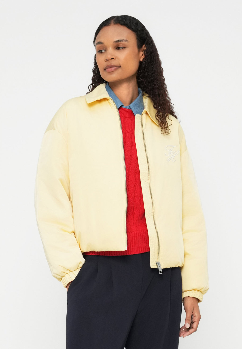 WATER REPELLENT SATIN RELAXED PADDED JACKET - Light jacket - zesty yellow