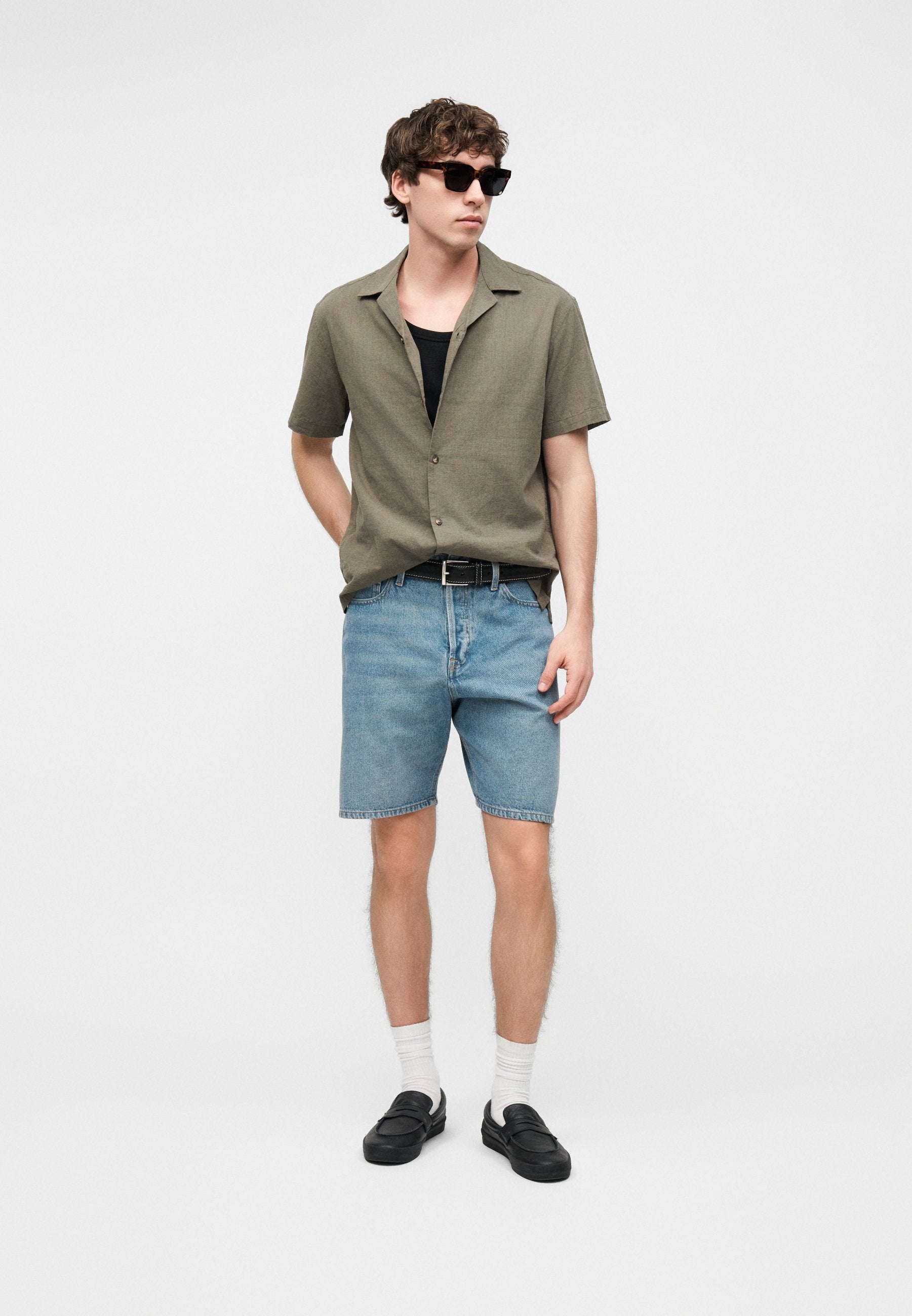 JJITONY JJORIGINAL 2 PACK - Denim shorts - blue denim/black denim