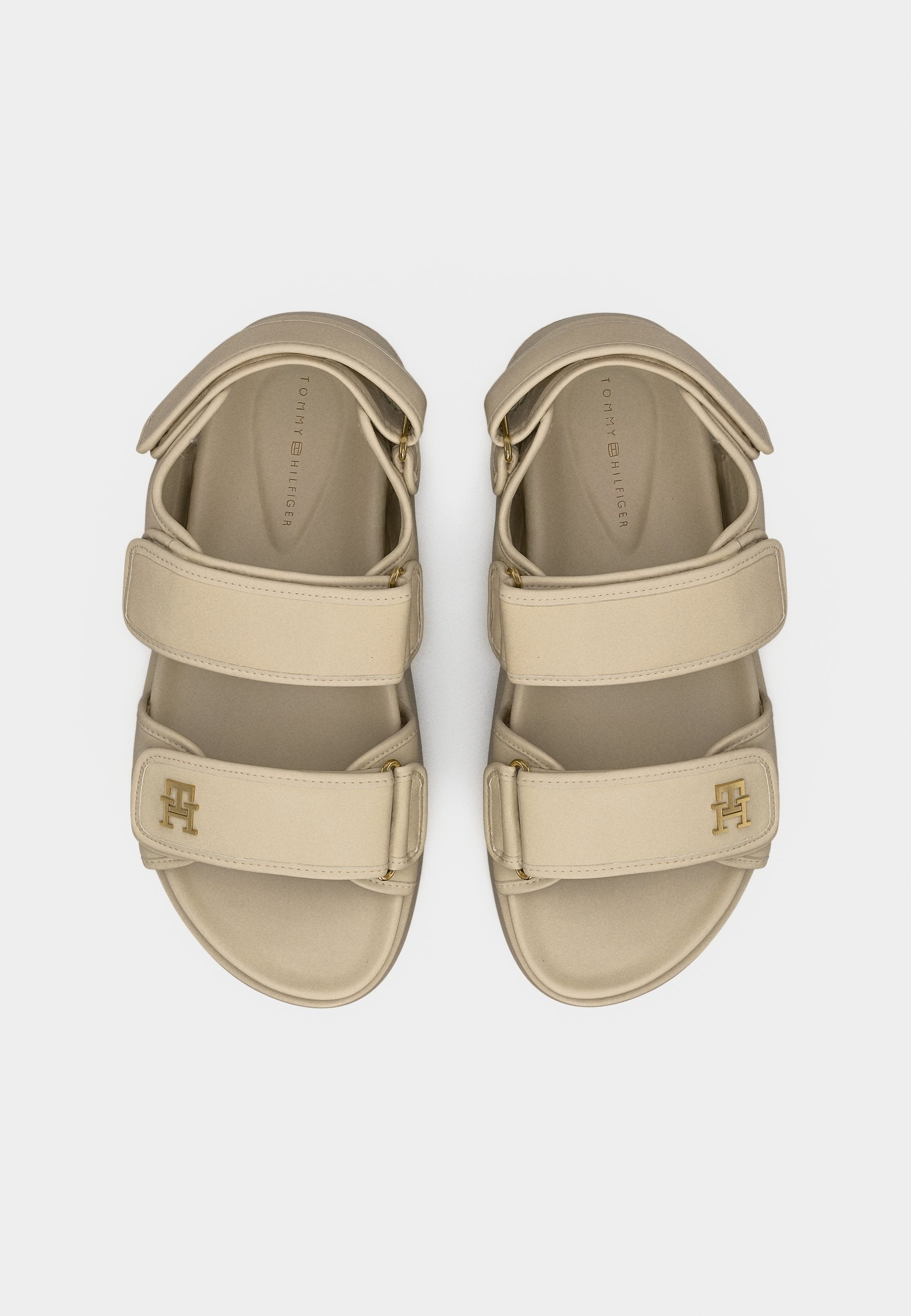صنادل جلدية TH MONOGRAM PLATFORM - صنادل منصة - بيج كلاسيكي