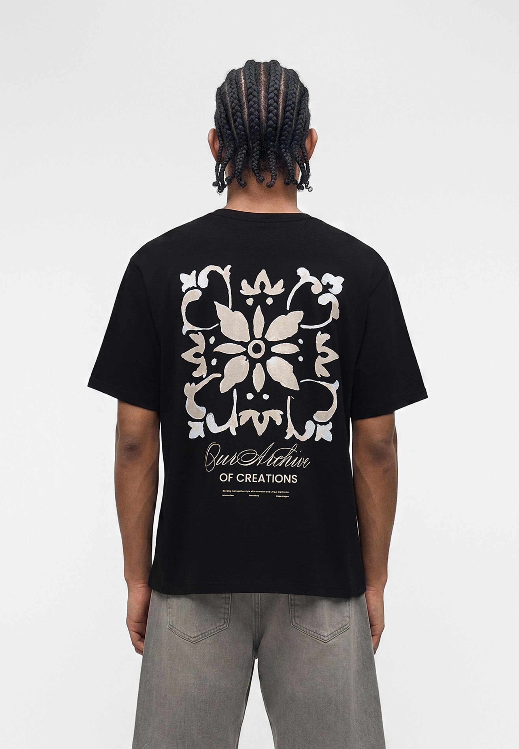 JJART TEE CREW NECK - Print T-shirt - black
