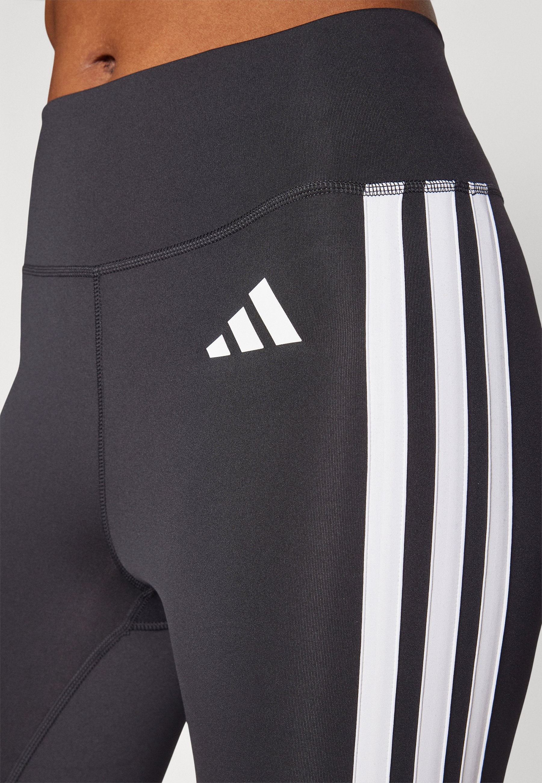 OPTIME ESSENTIALS WORKOUT 3 STRIPES 7/8 - Leggings - black/white