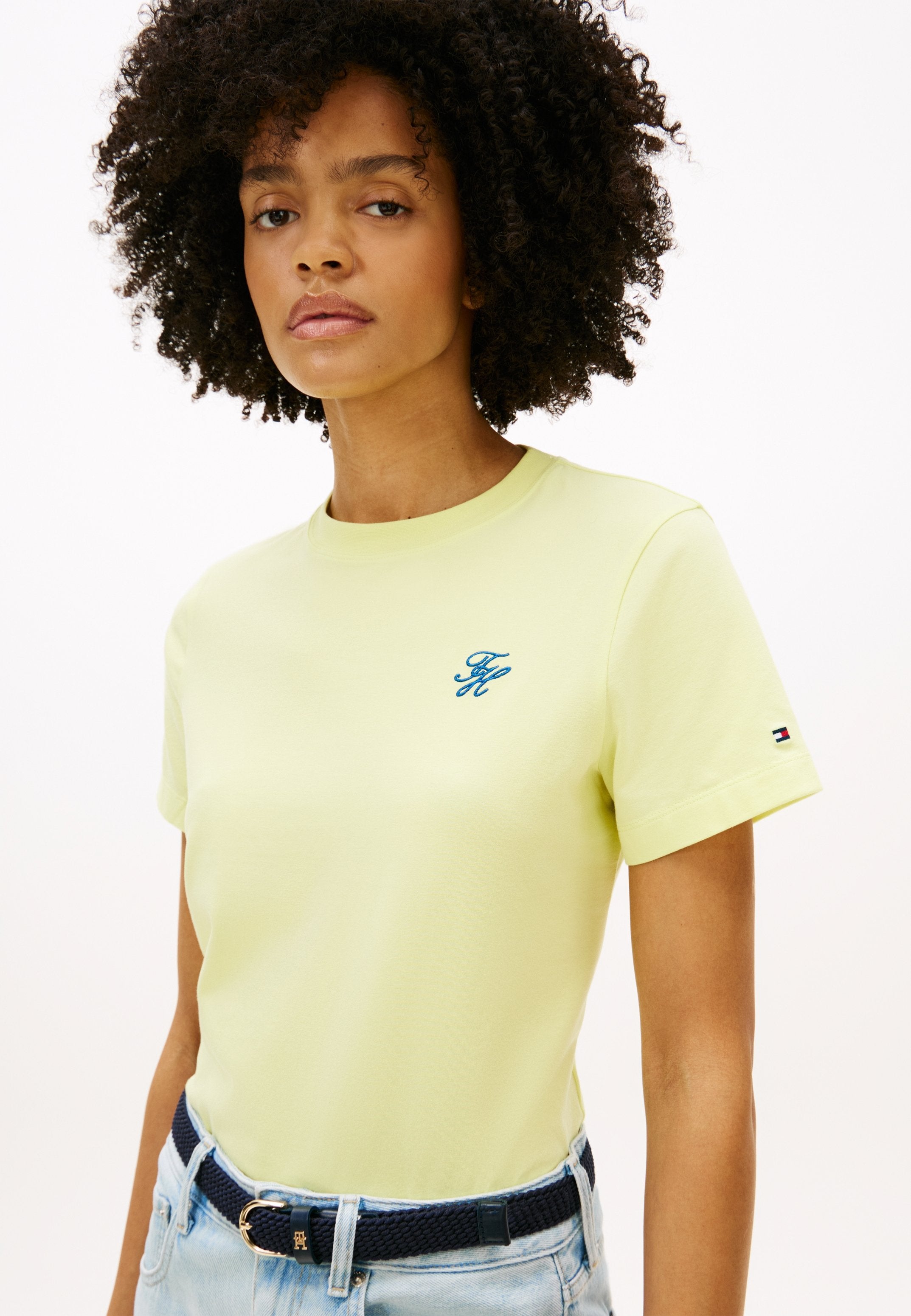 T-SHIRT RAS-DU-COU EN JERSEY BRODÉ DU LOGO - T-shirt basique - fluro délavé