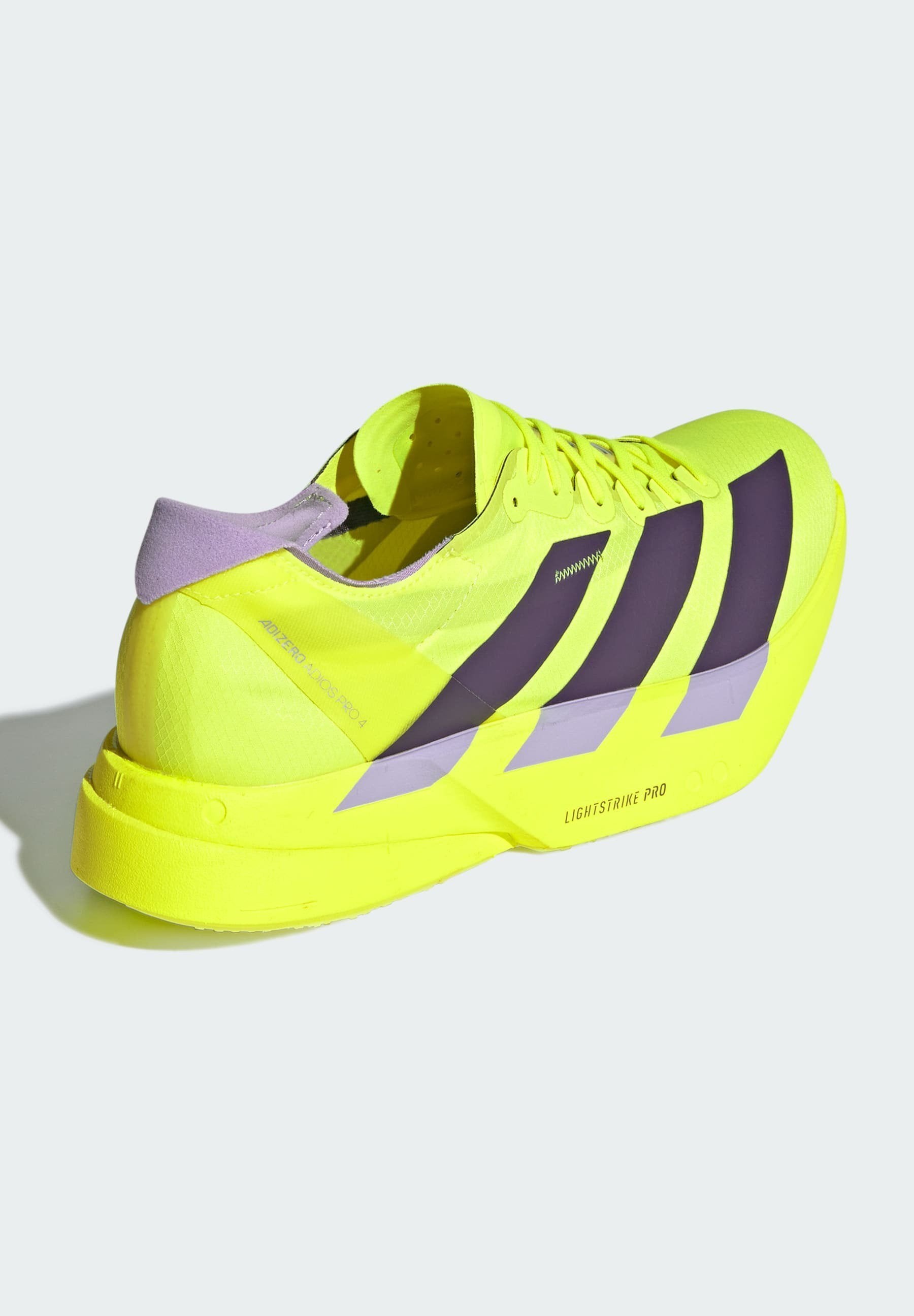 ADIZERO ADIOS PRO 4 - Road running shoes - solar yellow   aurora plum   powder plum