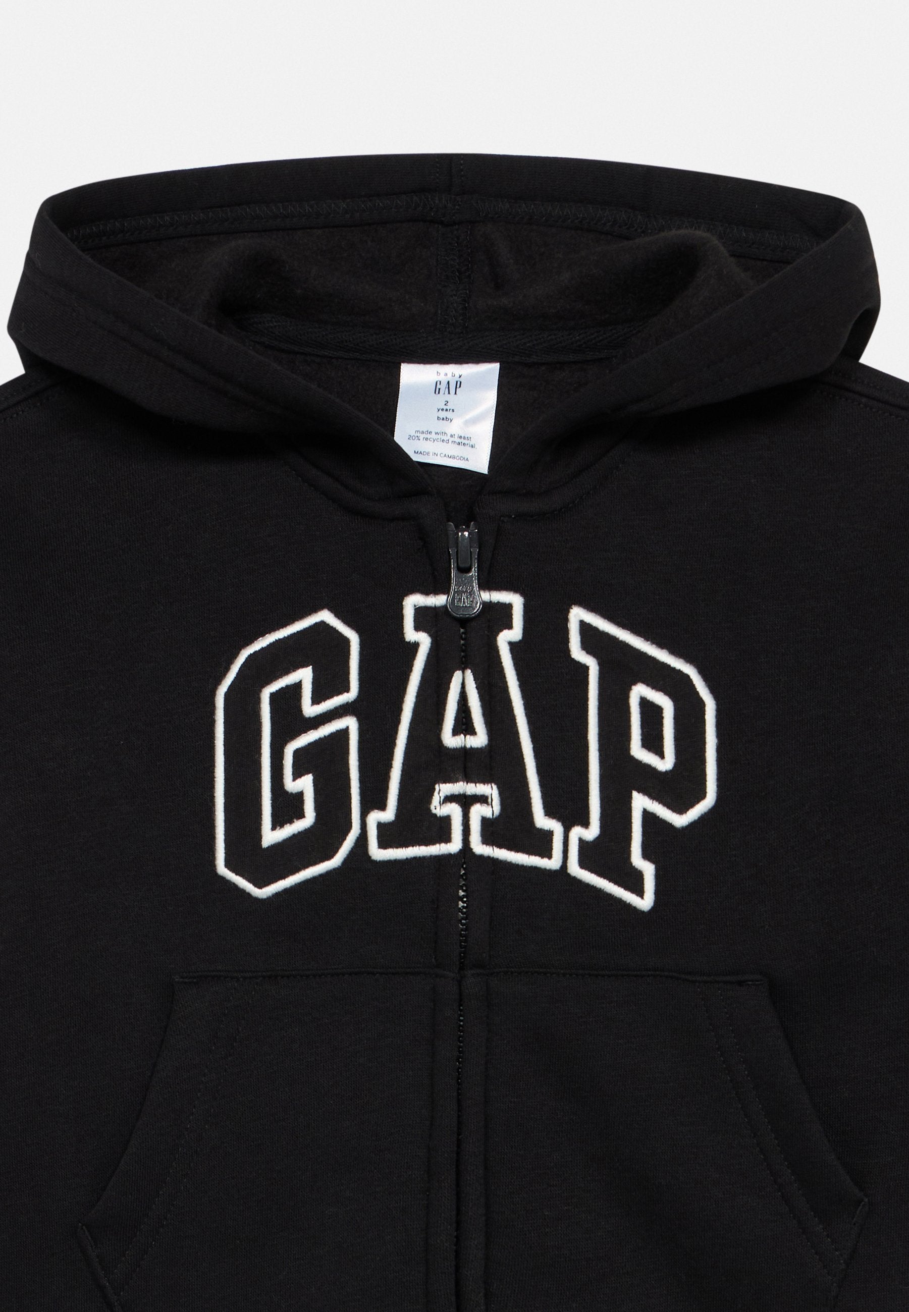 BABYGAP SWEAT À CAPUCHE ZIPPÉ À LOGO DÉCONTRACTÉ - Sweatshirt zippé - noir véritable