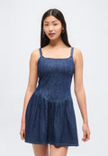 DROPWAIST MINI DRESS - Denim dress - dark wash