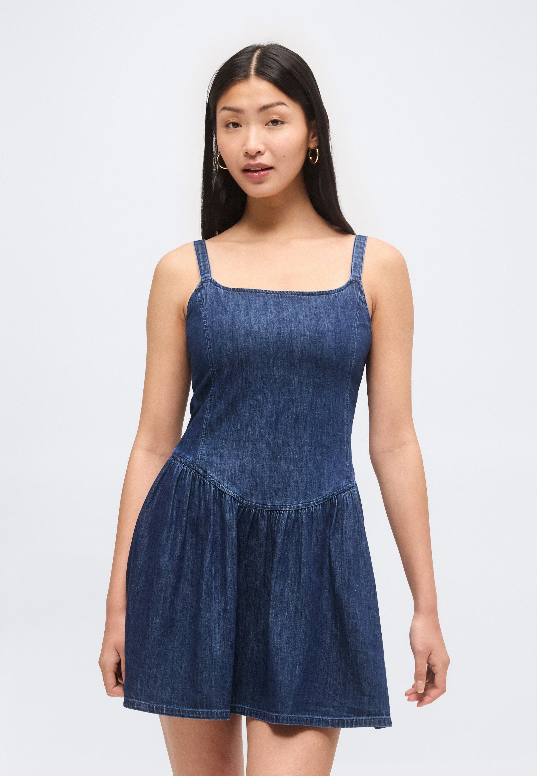 DROPWAIST MINI DRESS - Denim dress - dark wash