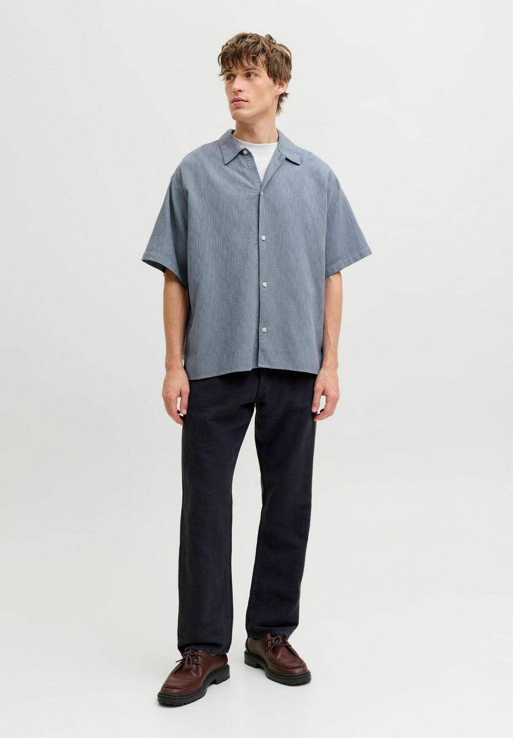 JORMONTAUK WAVY TEXTURE SHIRT SS SN - Shirt - flint stone