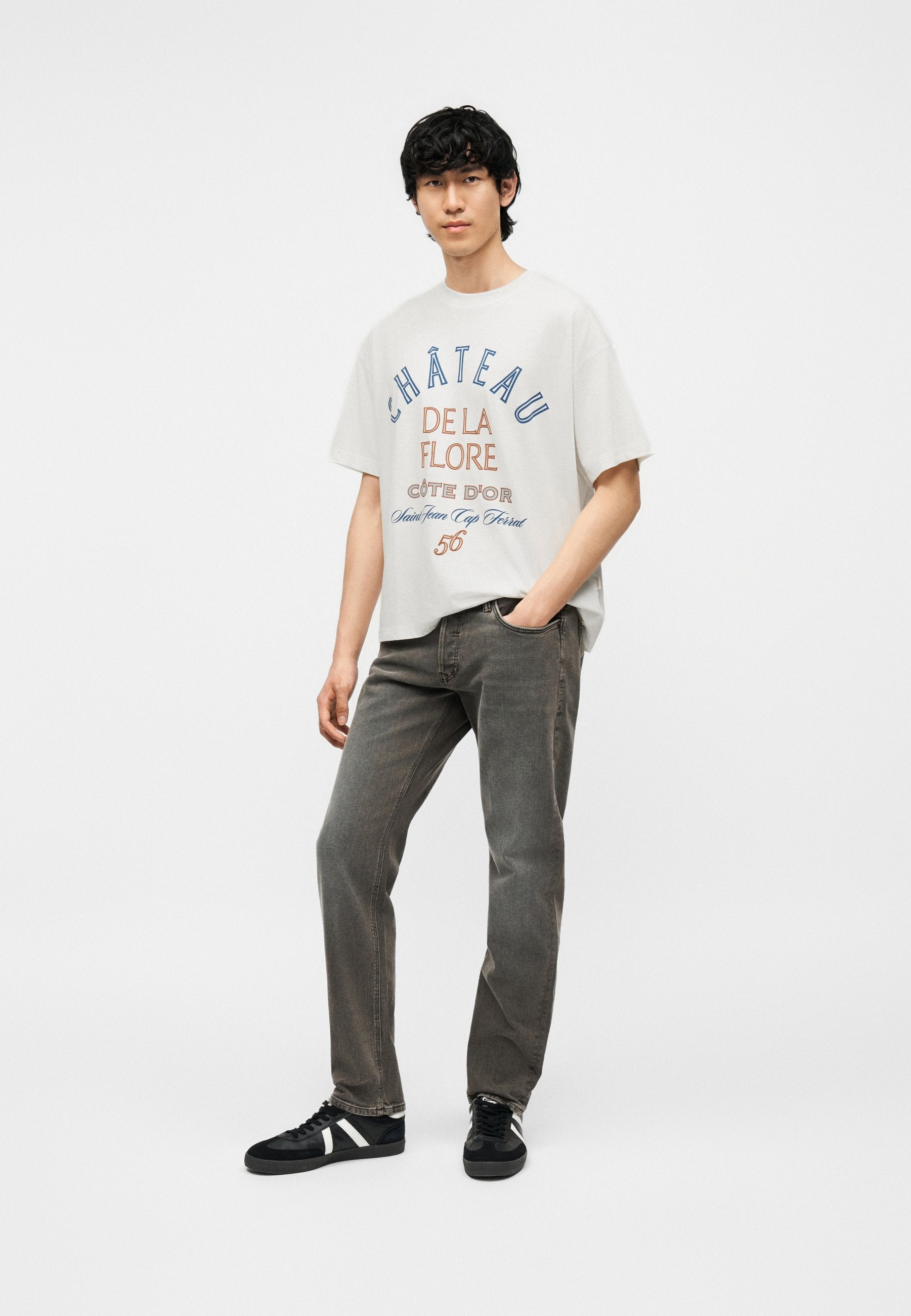 JORMENTON TYPO FRONT TEE CREW NECK - Print T-shirt - snow white