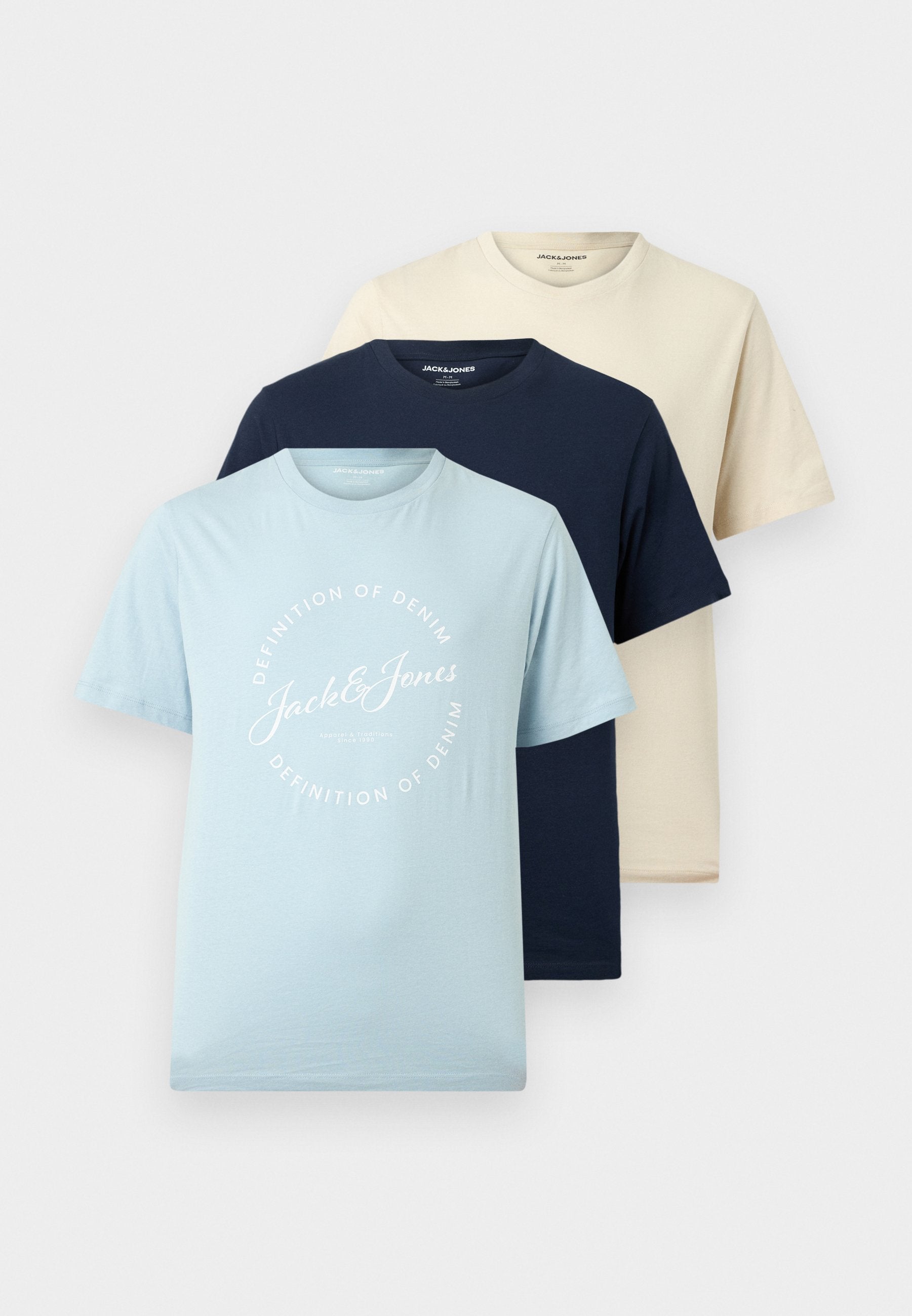 JJGRAYSON TEE CREW NECK 3 PACK - Print T-shirt - moonbeam/celestial blue/navy blazer