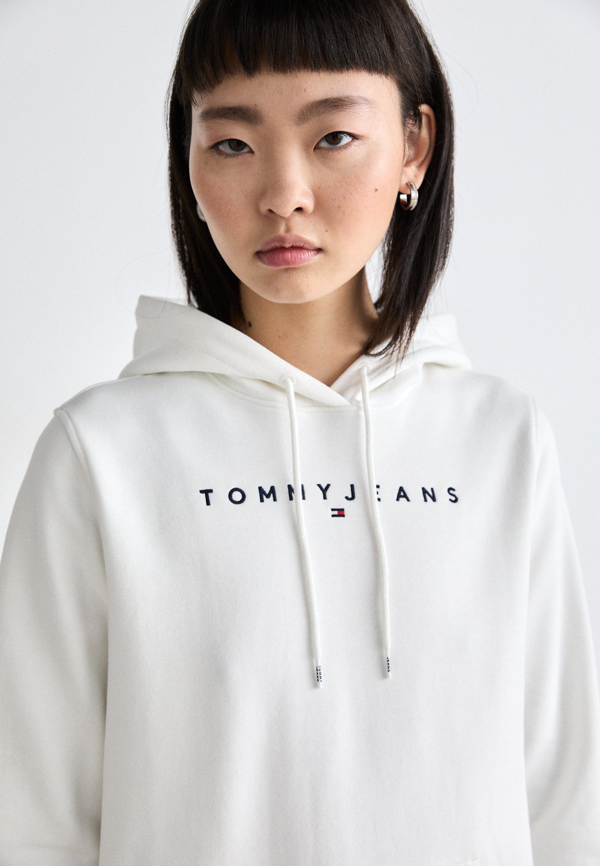 LINEAR LOGO FLEECE DRAWSTRING HOODY - Hoodie - ecru