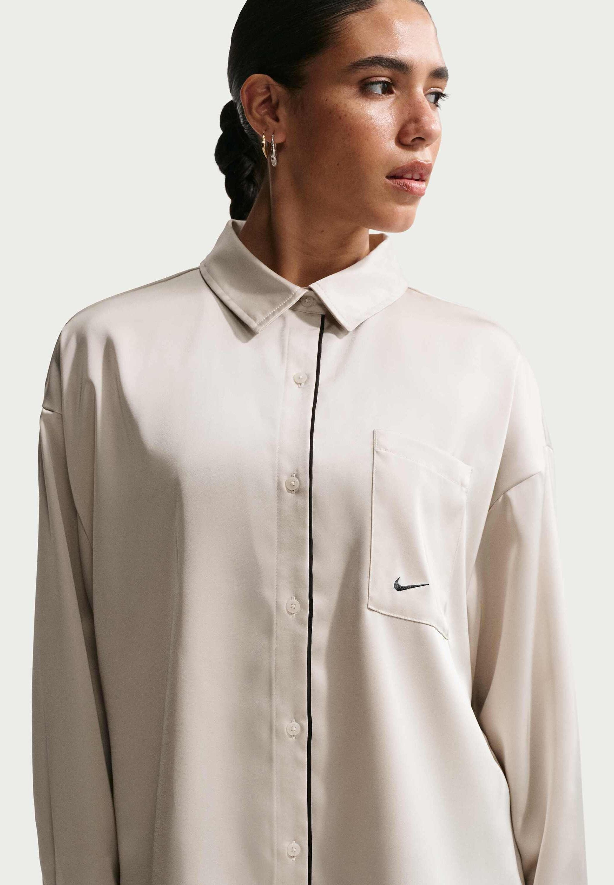 Button-down blouse - light bone/black