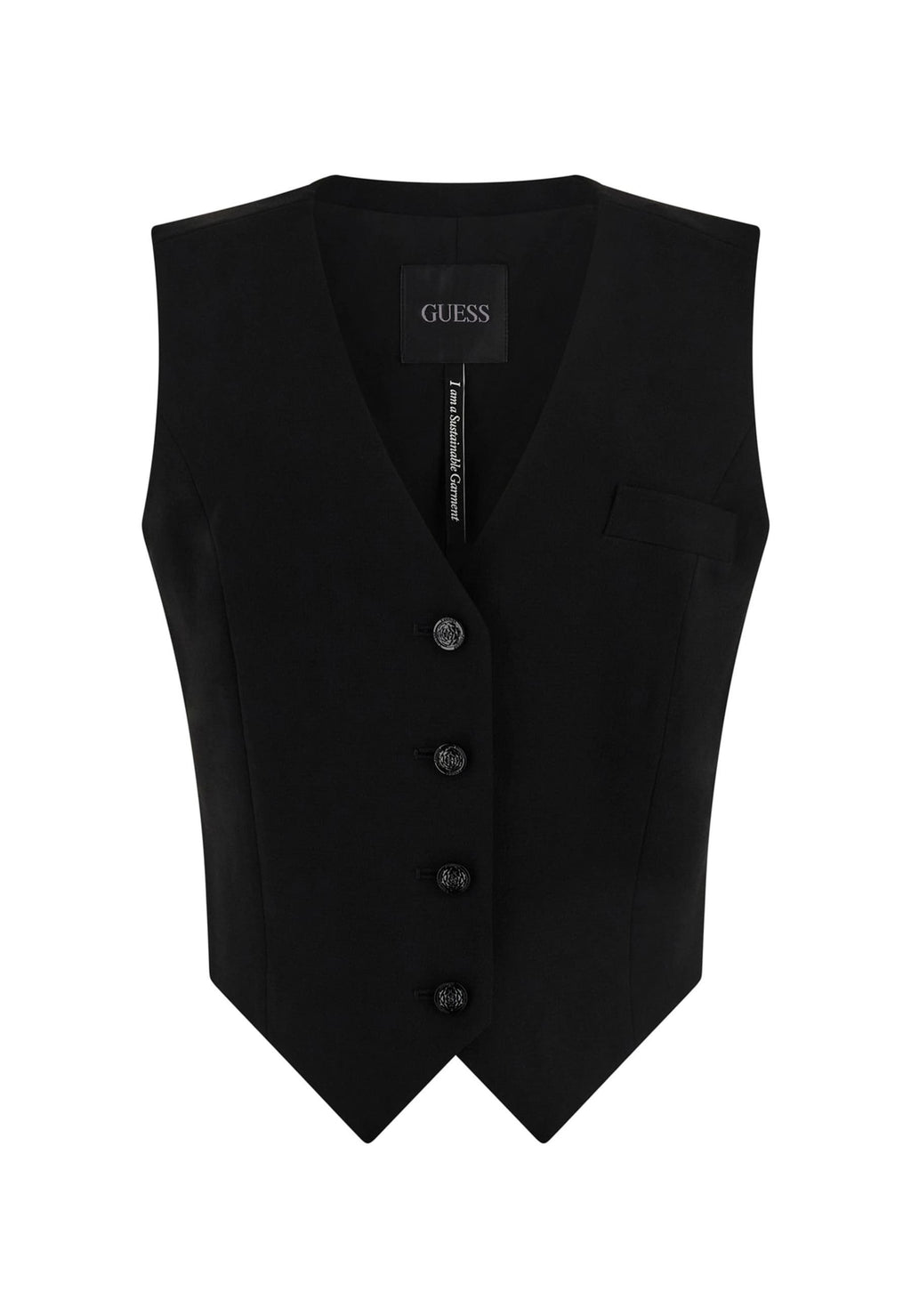 FIGURBETONTE CREPON - Waistcoat - schwarz
