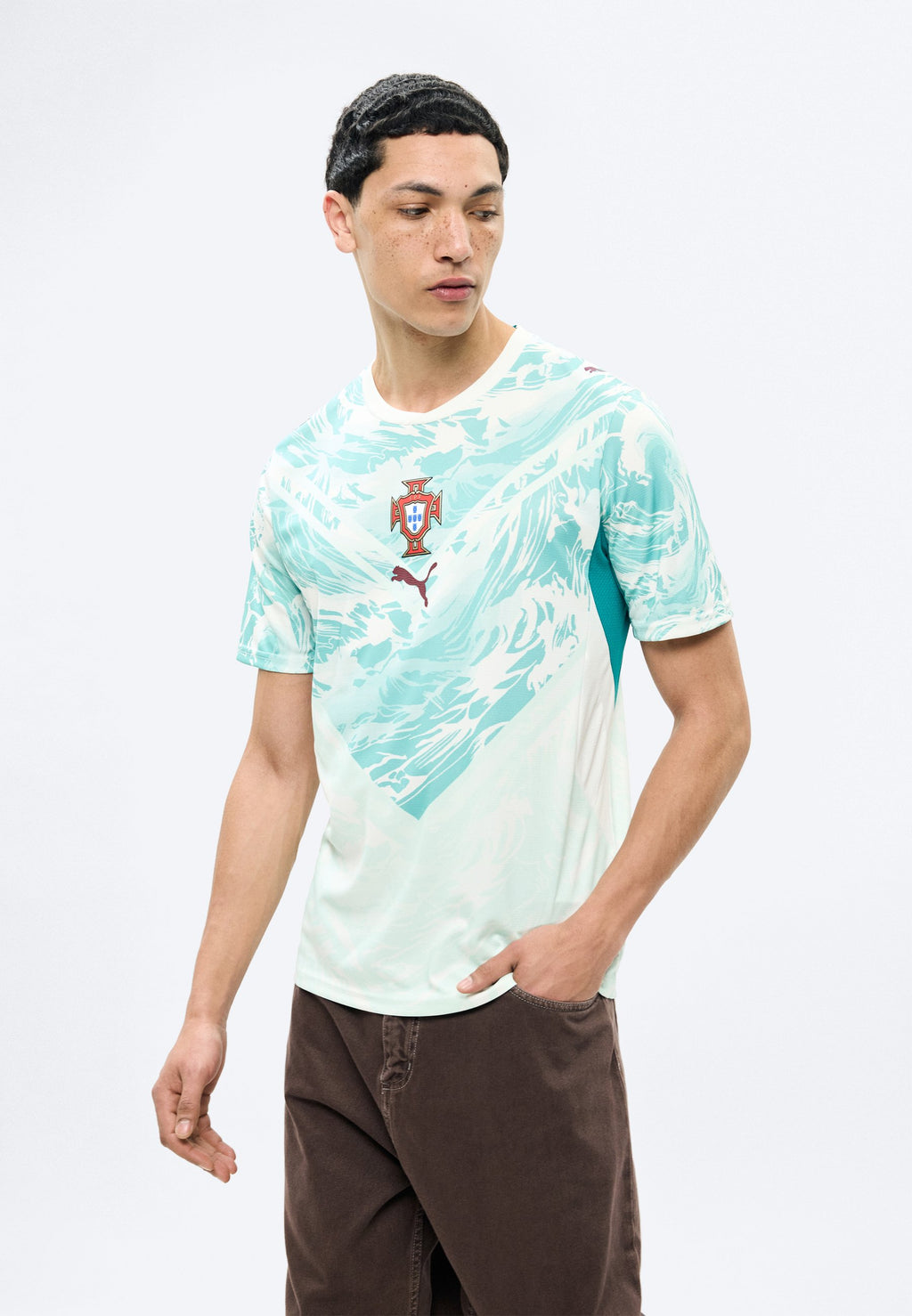 PORTUGAL FPF AWAY REPLICA - Football jersey - white/green lagoon
