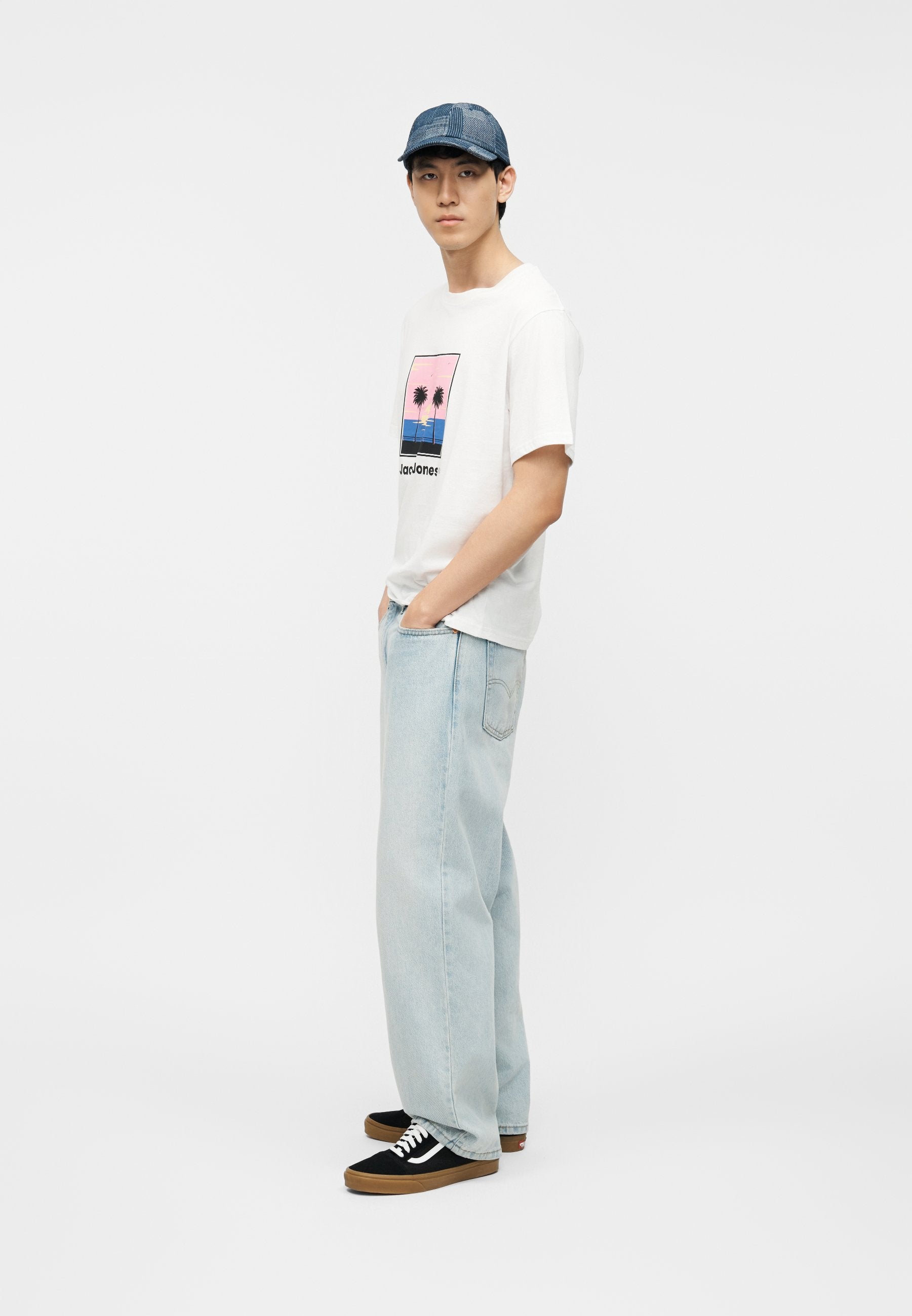 JJPERRY CREW NECK 5 PACK - Print T-shirt - atlantic deep/bright white/celestial blue/navy blazer/vetiver