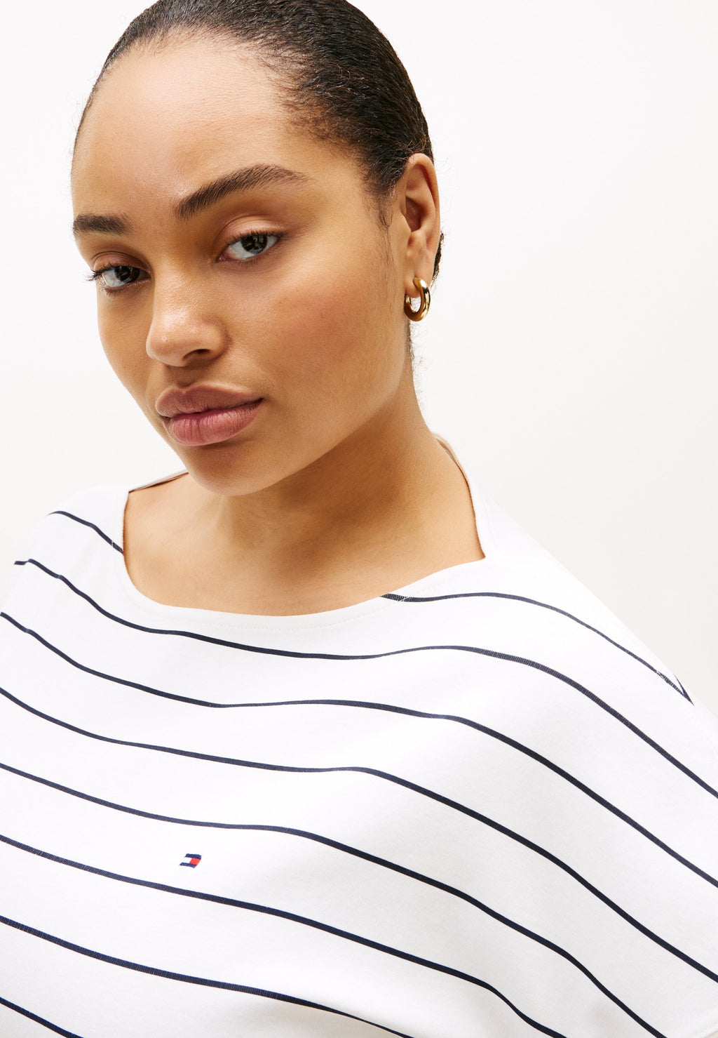 CURVE CAP SLEEVE RELAXED T-SHIRT - Print T-shirt - ecru/dark night navy