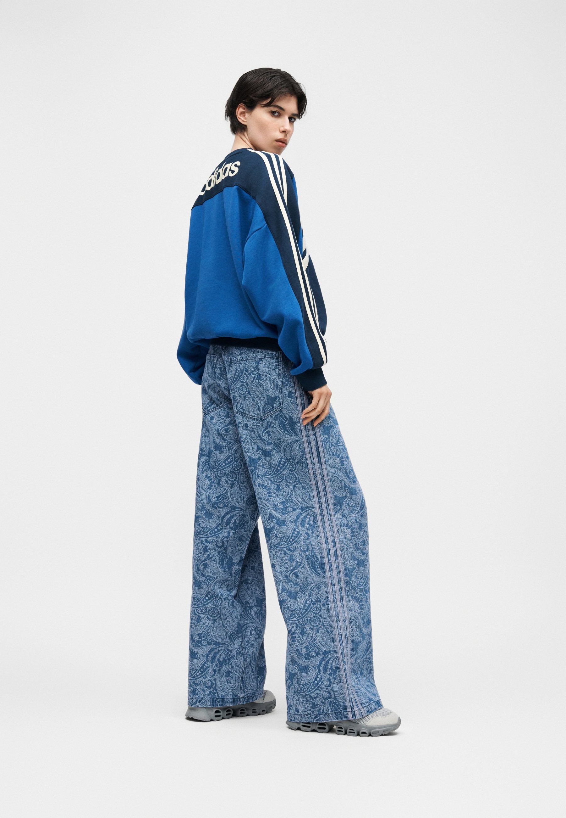 Bol Kesim Kot Pantolon - orta vintage denim/açık denim