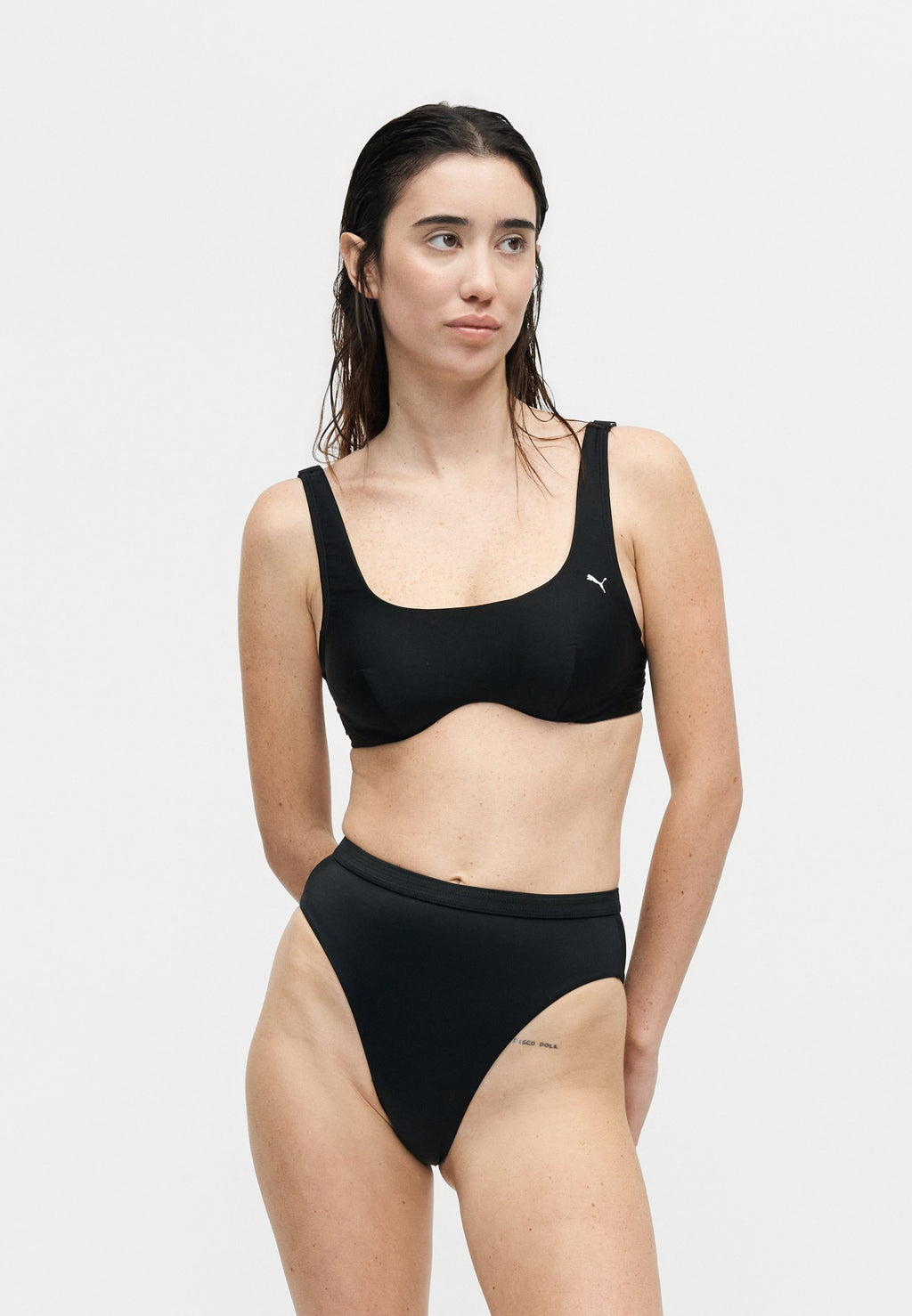 SWIM WOMEN SCOOP NECK - Bikini top - black