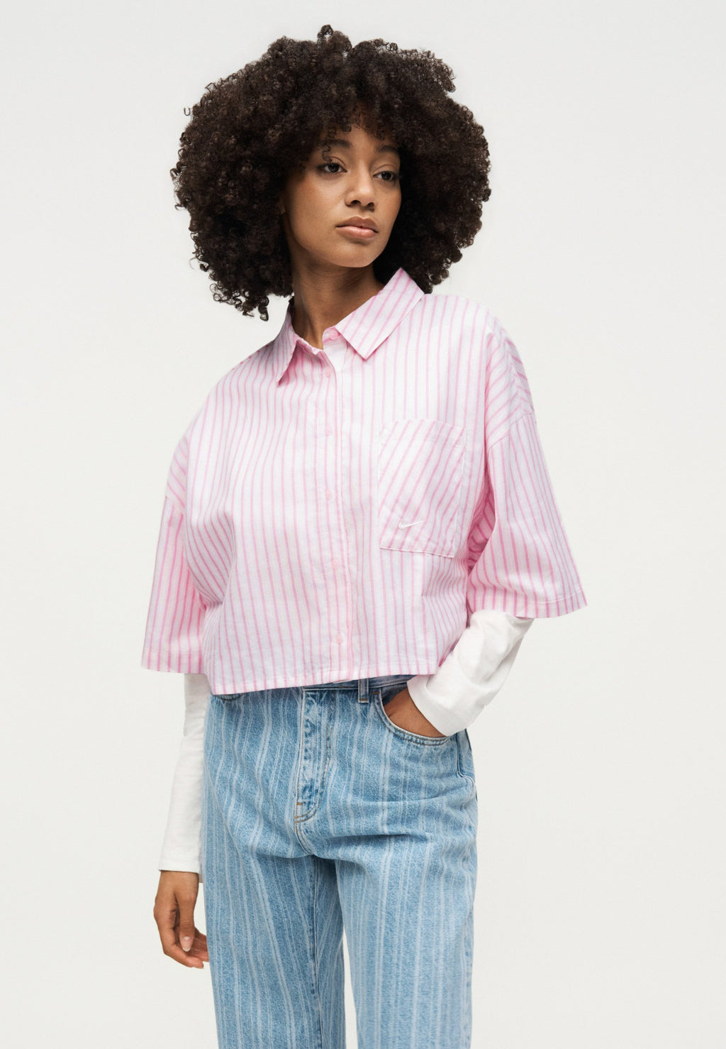 Chemise boutonnée - magenta/rose mousse/blanc sommet