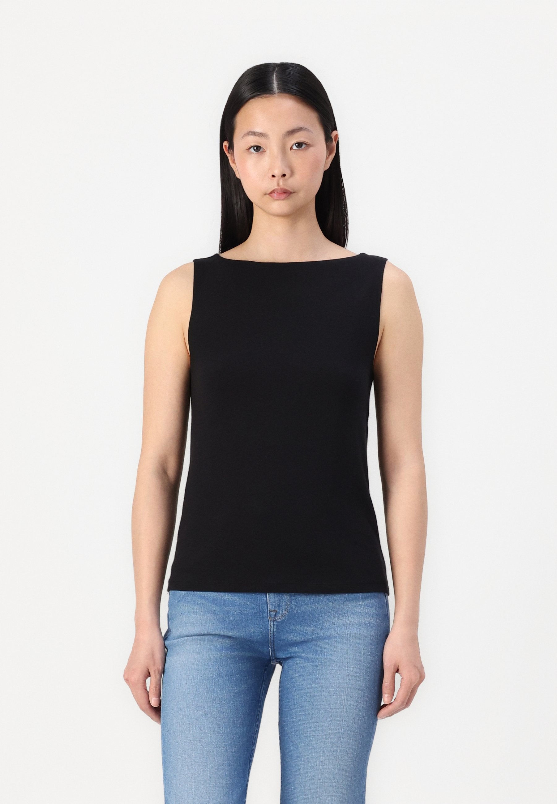 BOAT NECK TANK - Top - true black