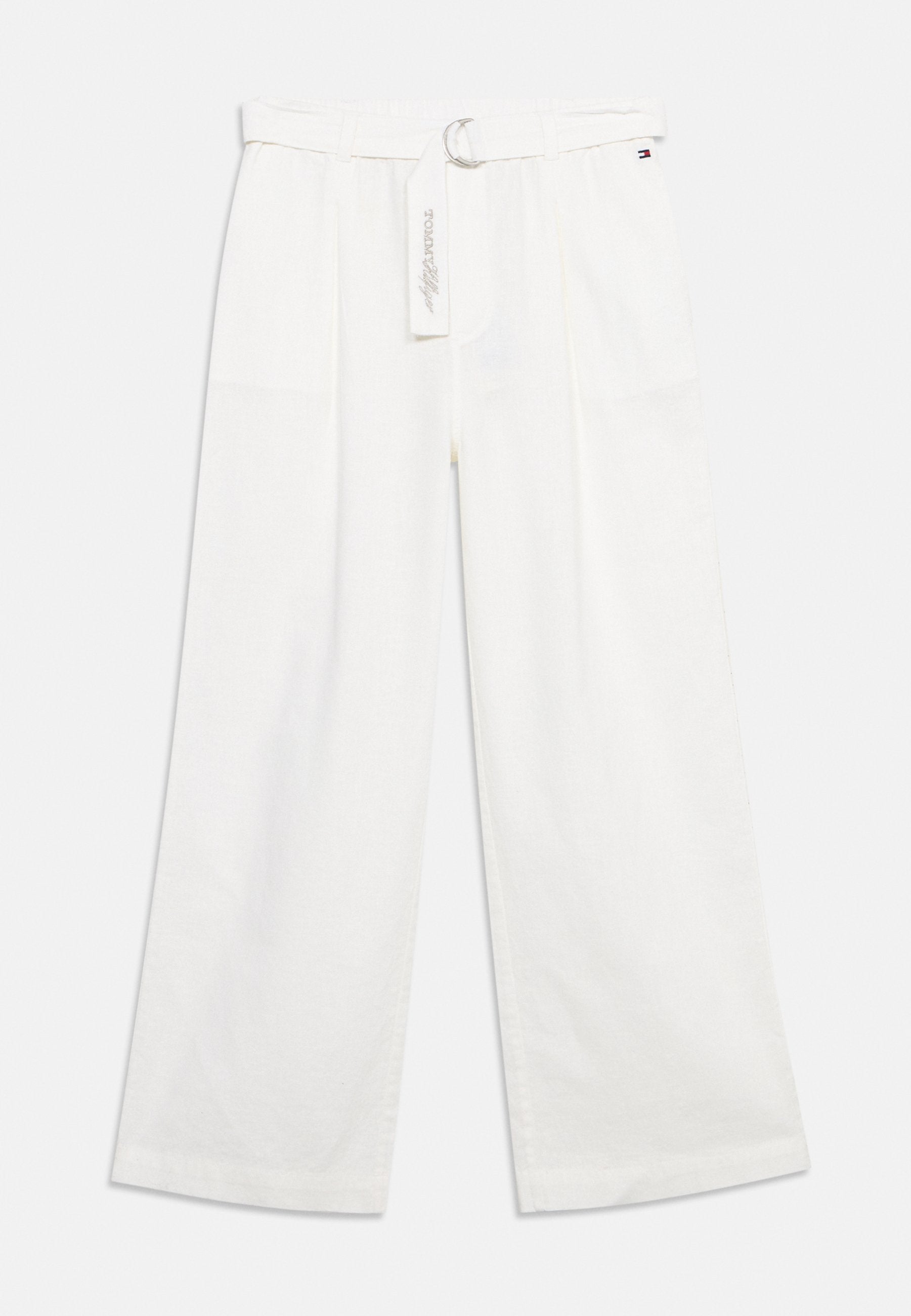 PLEATED PANT BELT - Trousers - white