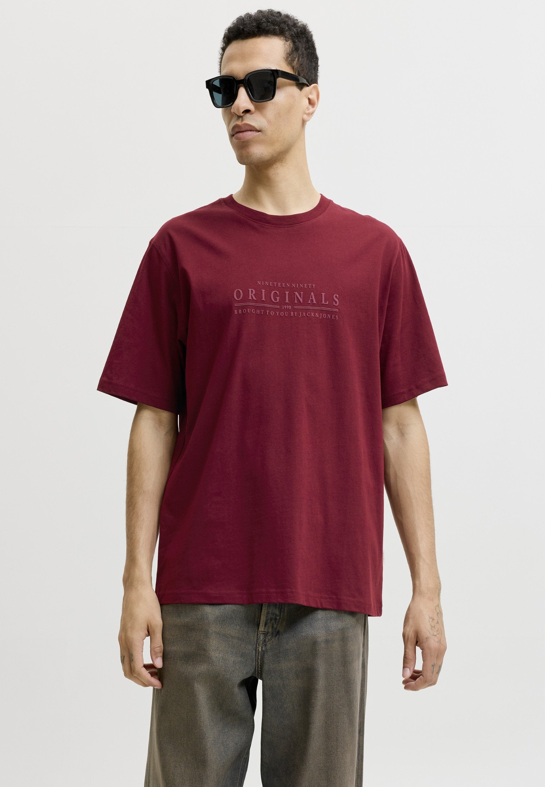 JORCATSKILLS MINIMAL TEE CREW NECK - Basic T-shirt - cabernet