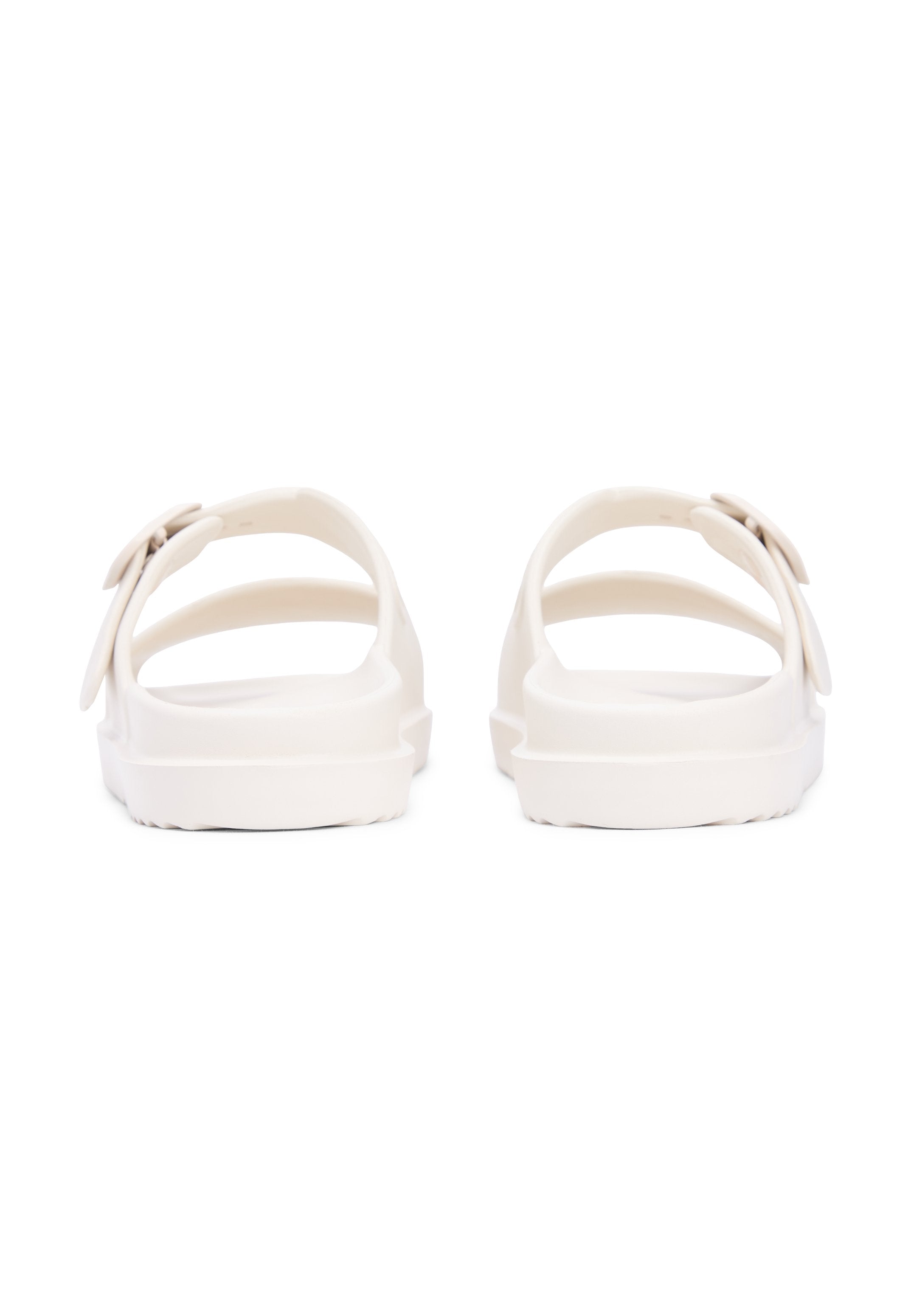 DOUBLE STRAP ENAMEL FLAG LIGHTWEIGHT SANDALS - Sandals - soft cream