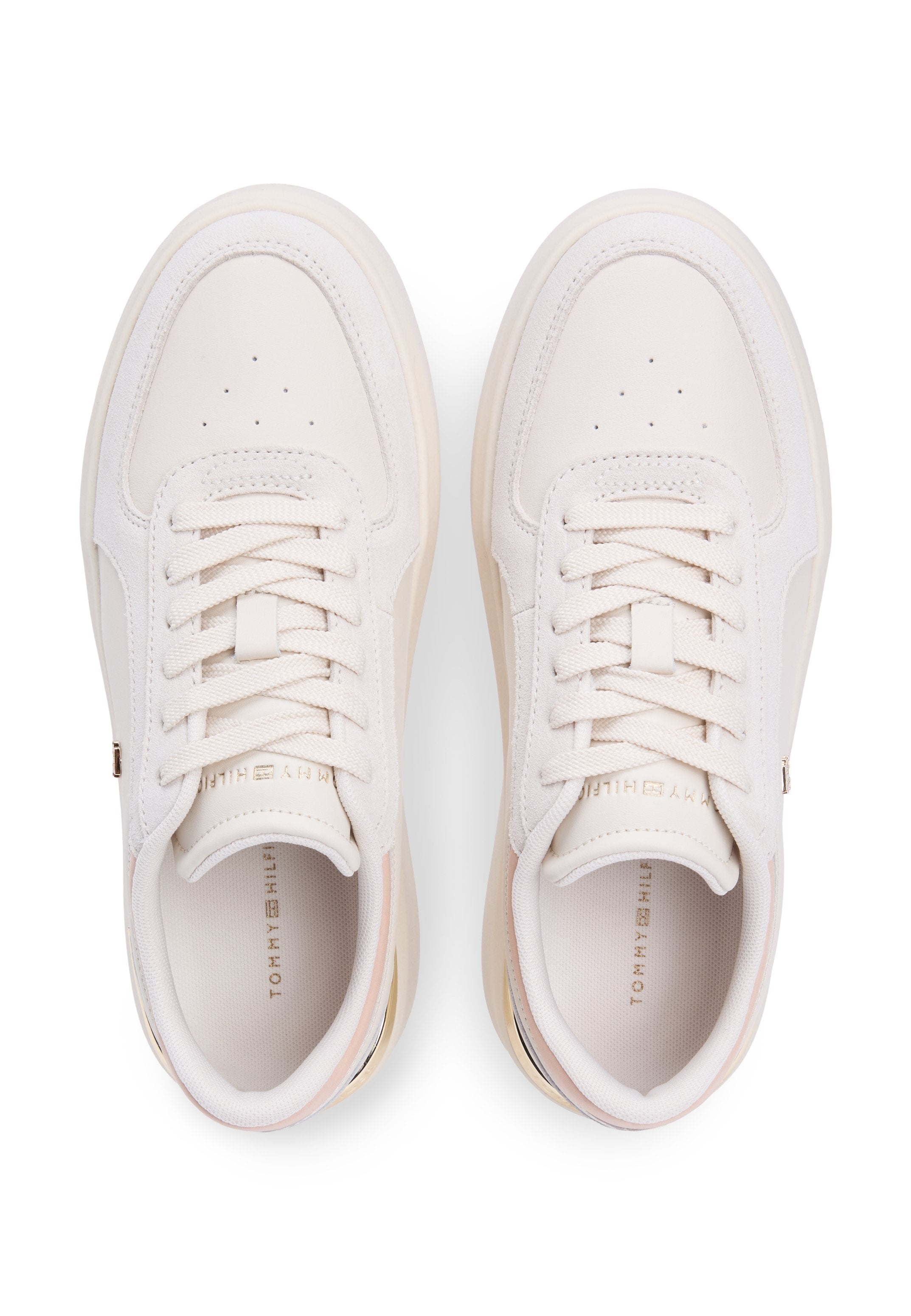 SATIN CUFF PLATFORM TRAINERS - Trainers - soft cream/misty blush