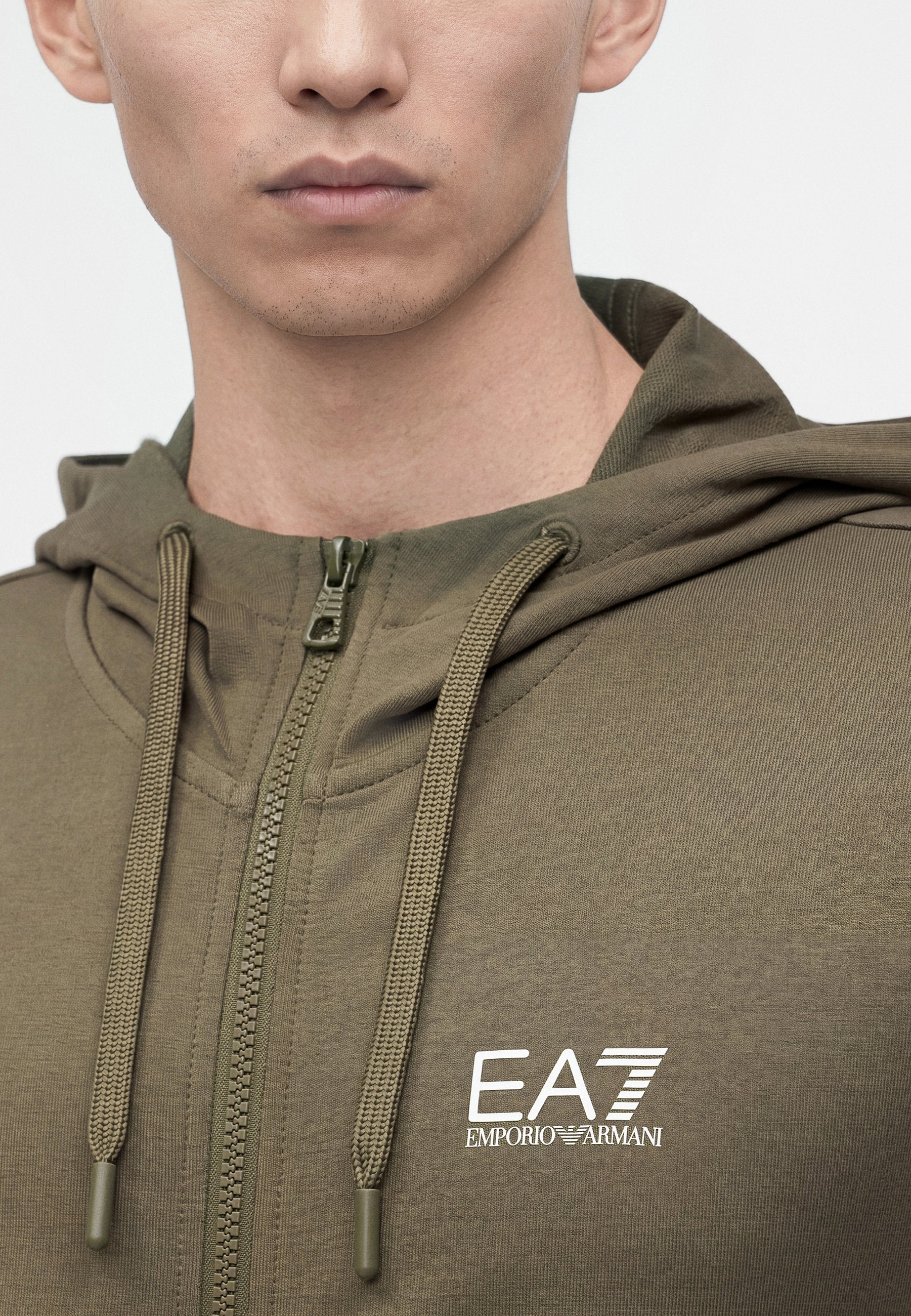 TRAIN LOGO SERIES HOODIE EXTENDED LOGO - Zip-up sweatshirt - kalamata/white