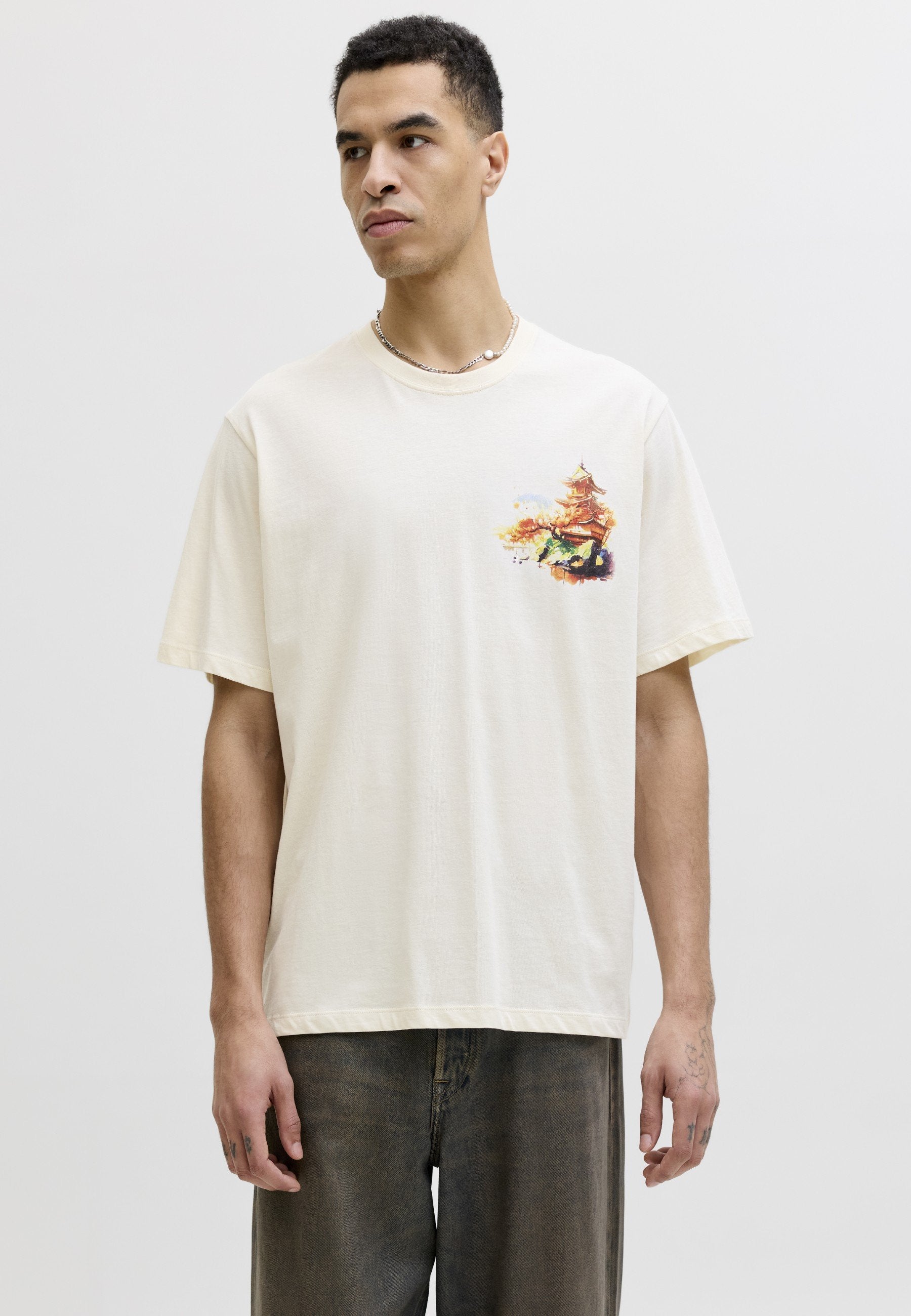 JORBIG JAPAN TEE 3 PACK - Print T-shirt - antique white/antique purple/asphalt