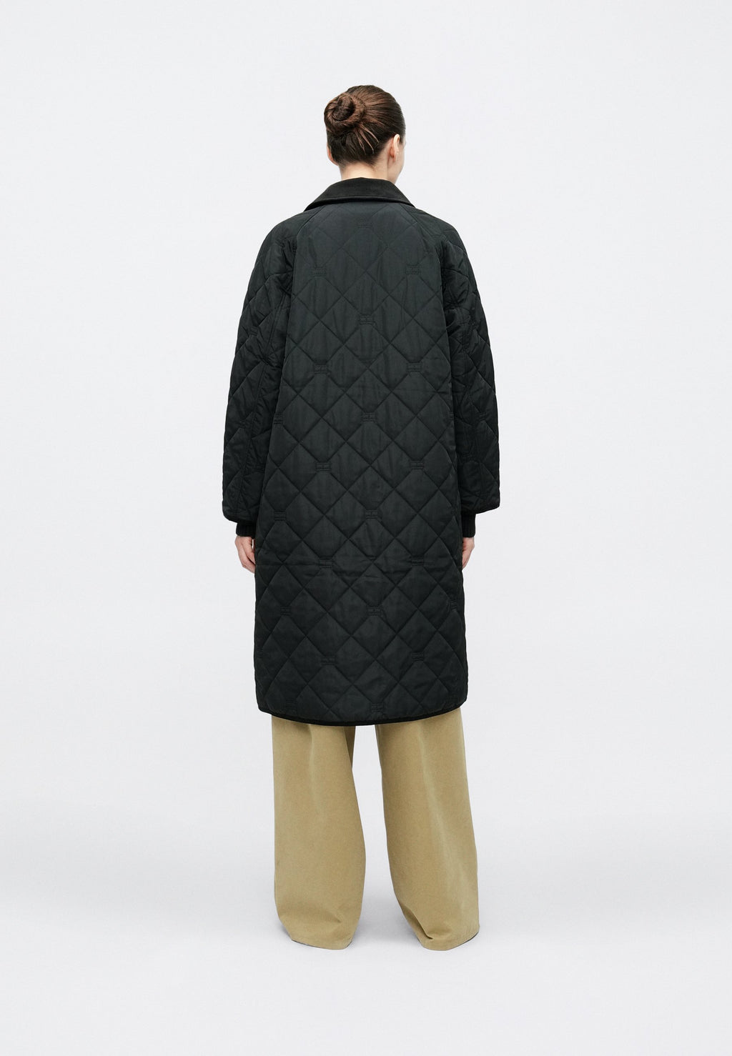 FLAG QUILTED PADDED OVERSIZED LONGLINE COAT - Winter coat - black