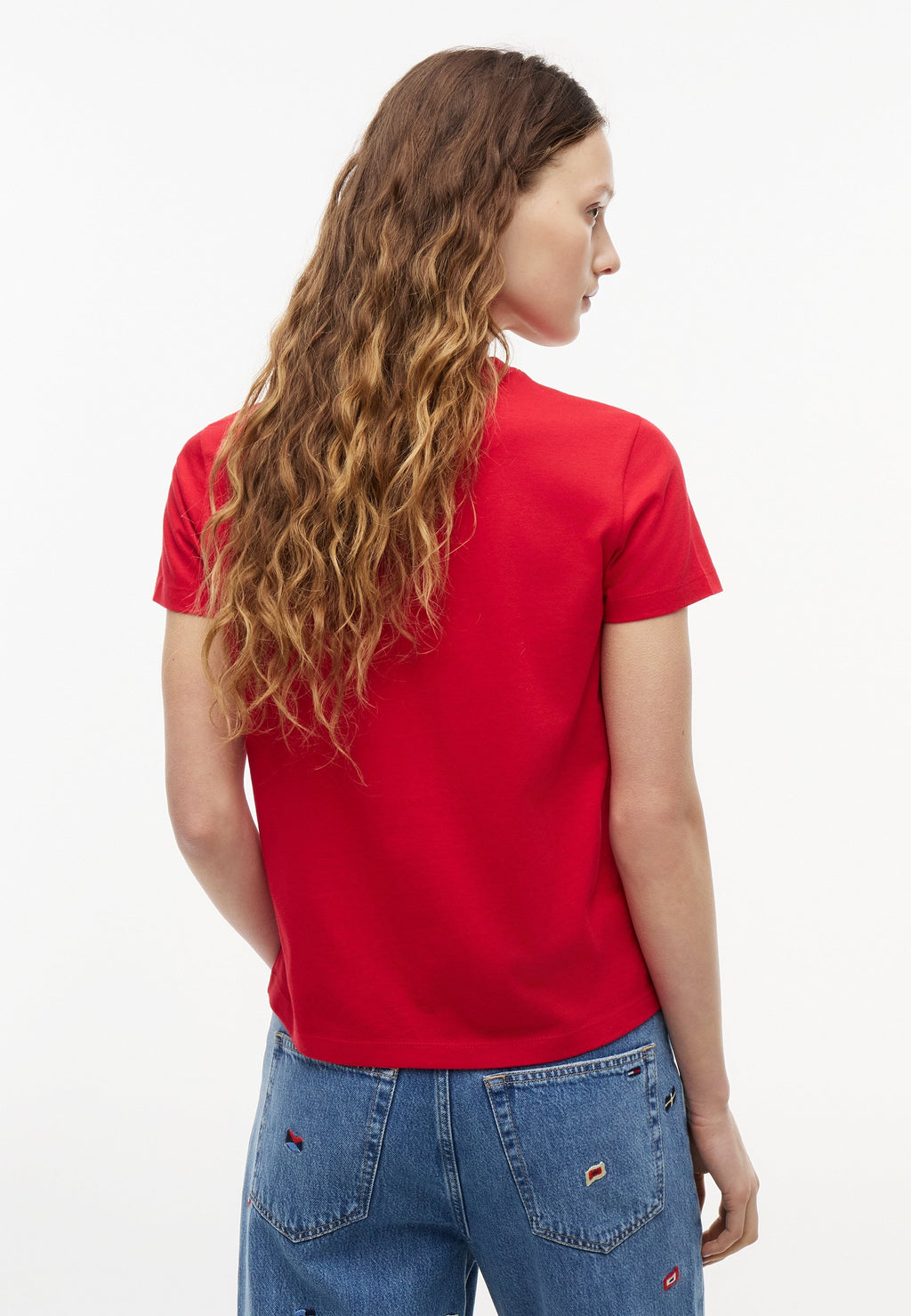 LINEAR TEE - Print T-shirt - amaryllis red