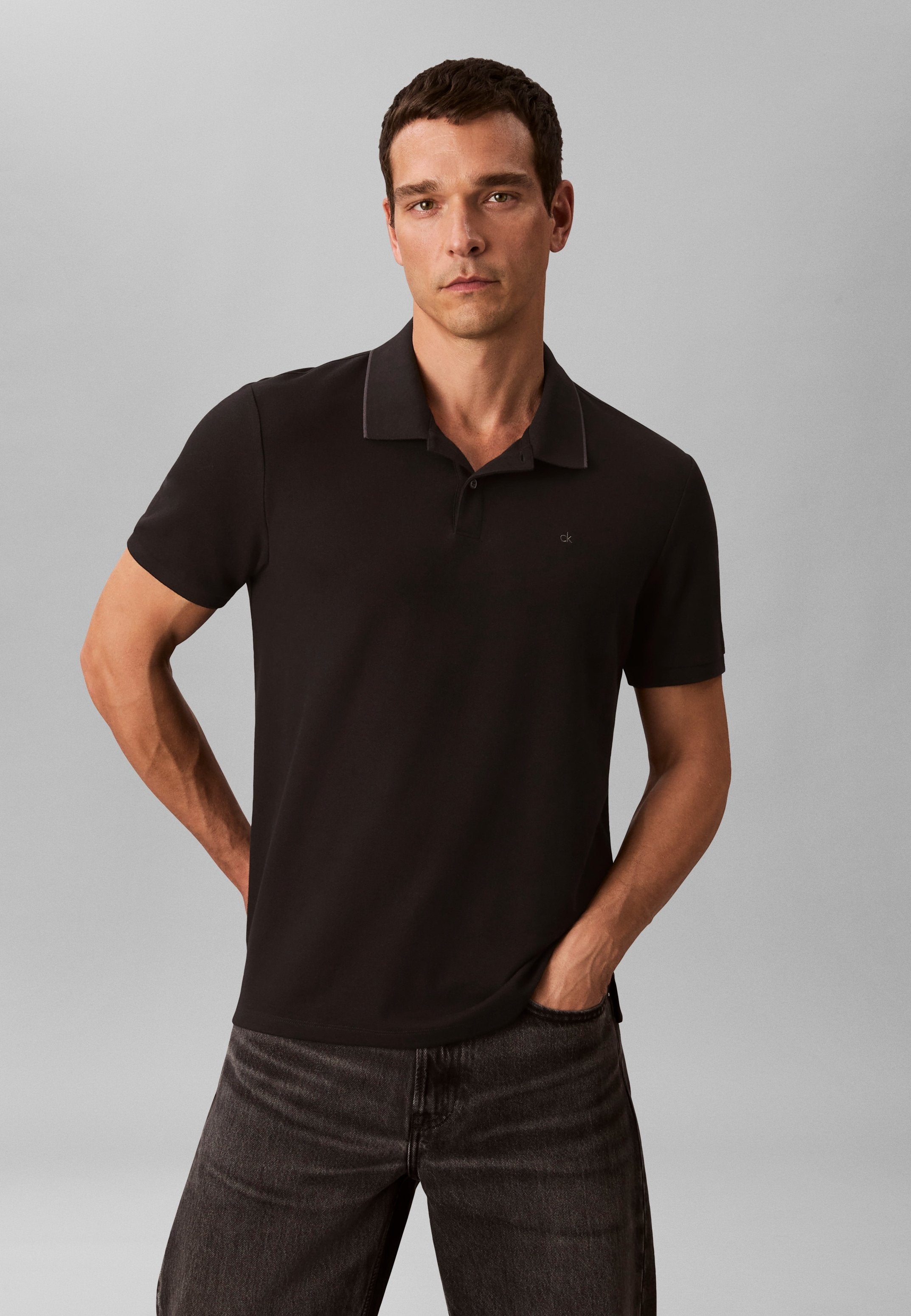 REFINED TIPPED CLASSIC - Polo shirt - black
