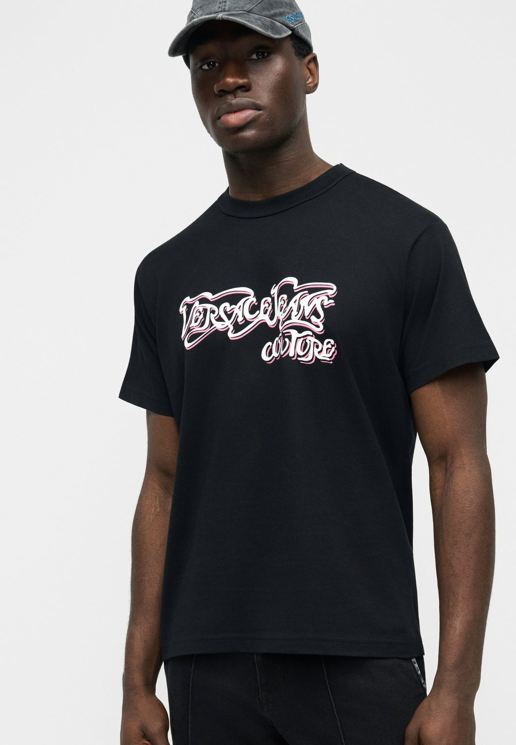 LOGO CURVED - Print T-shirt - black