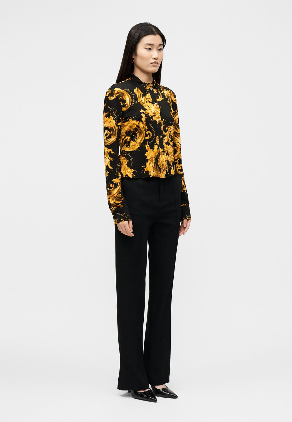 Button-down blouse - black/gold-coloured