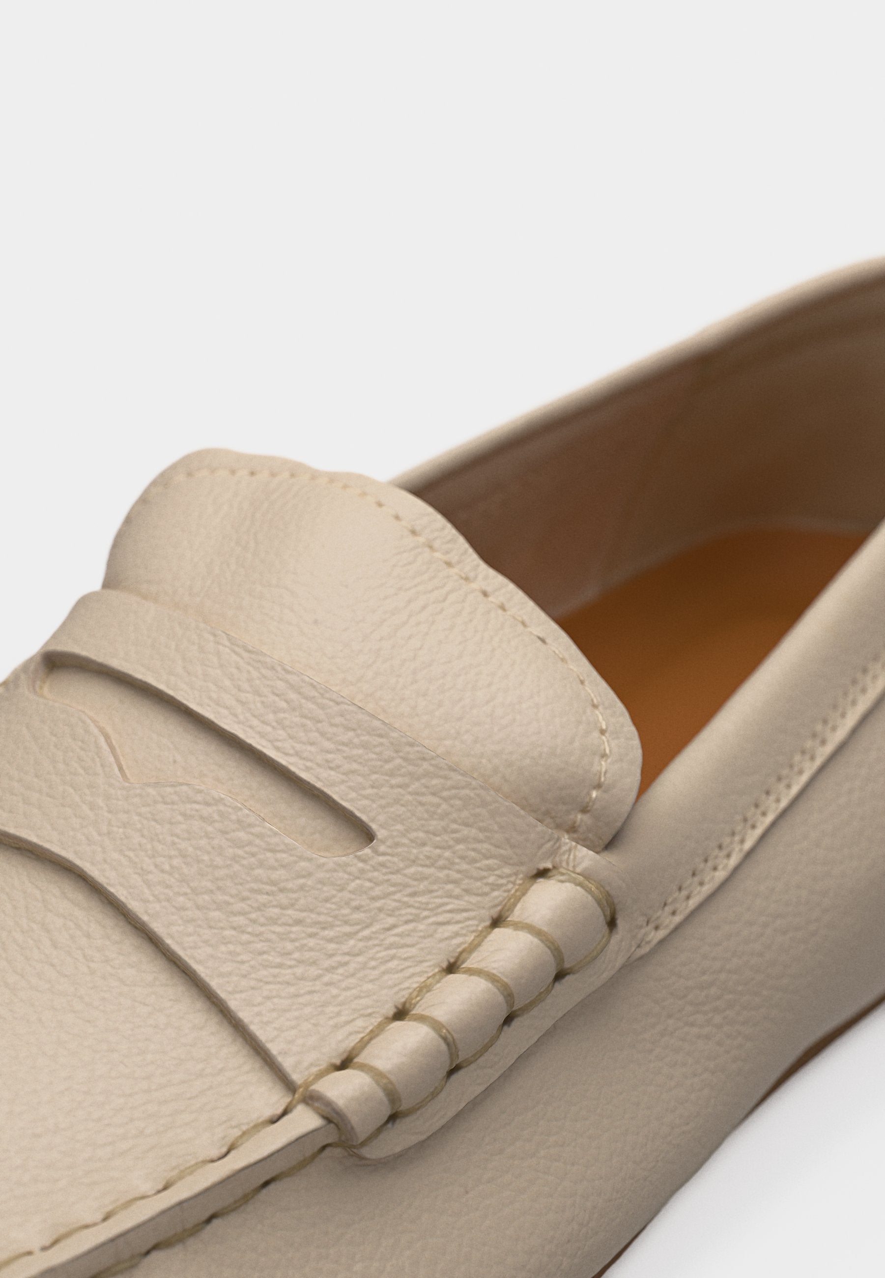 LEATHER ENAMEL FLAG DRIVER SHOES - Moccasins - classic beige
